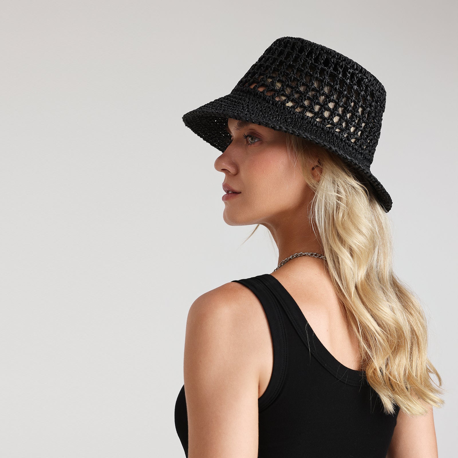 Women’s Paper Straw Bucket Hat with Wide Brim and UPF 50+ Sun Protection