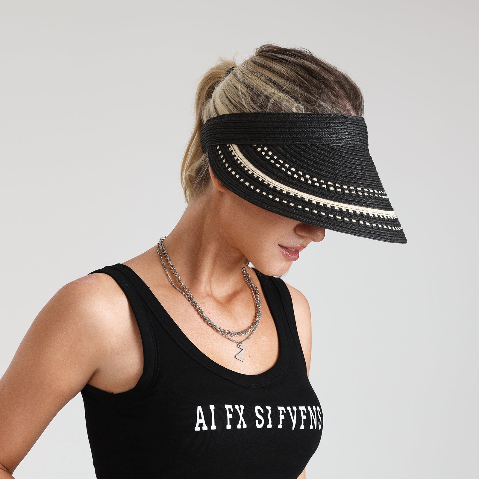 Women’s Paper Straw Sun Hat with Wide Brim and UPF 50+ Sun Protection