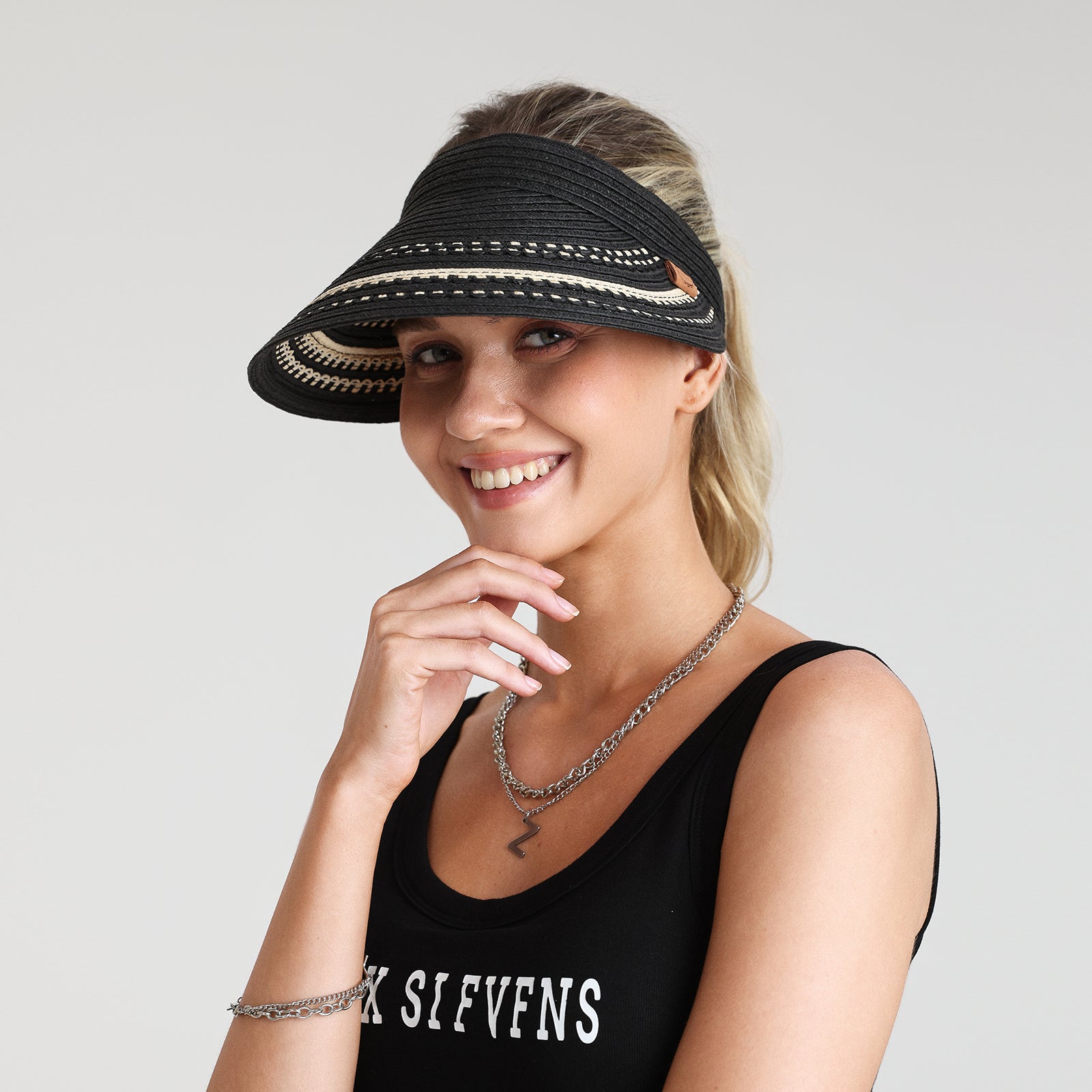 Women’s Paper Straw Sun Hat with Wide Brim and UPF 50+ Sun Protection