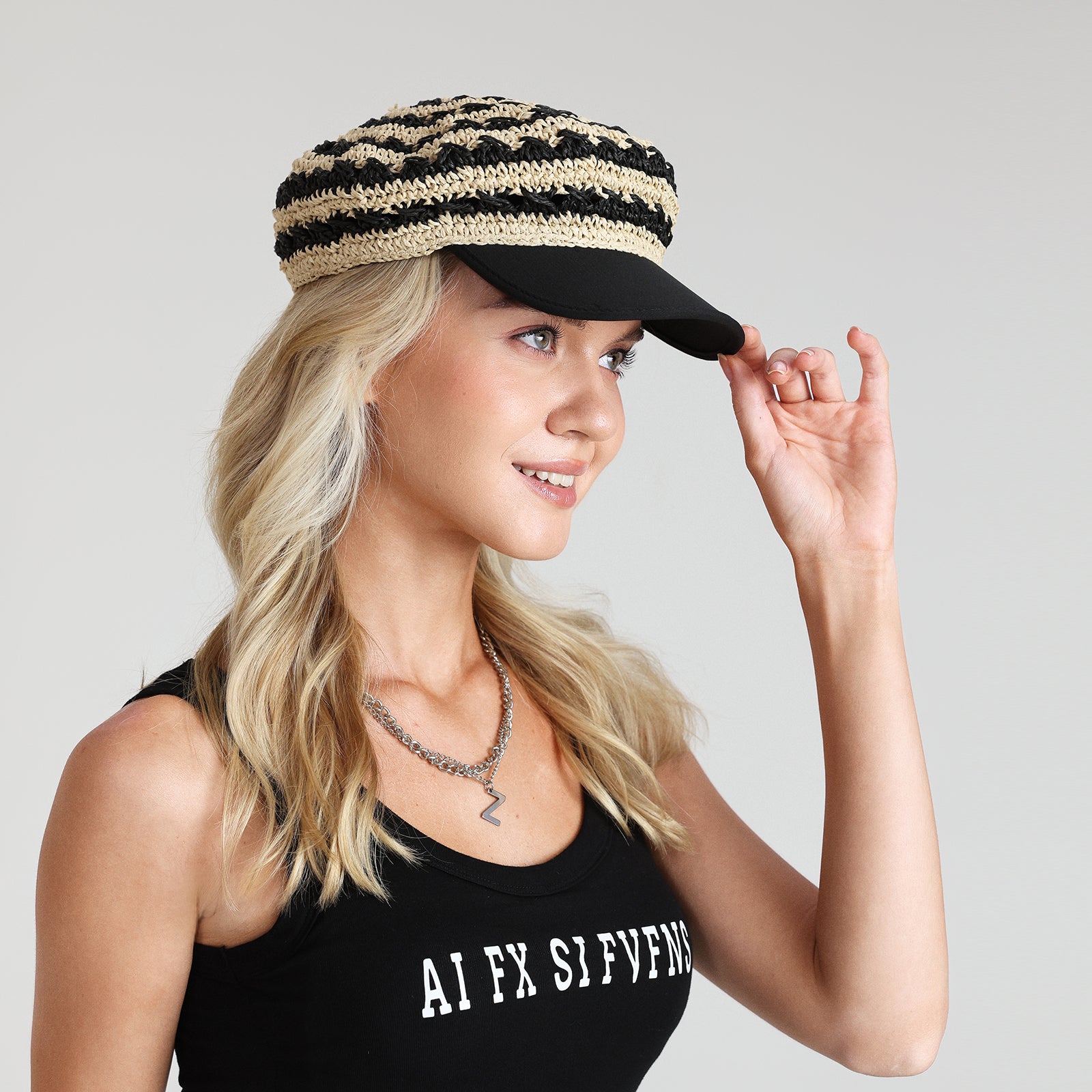 Women’s Paper Straw Sun Hat with Wide Brim and UPF 50+ Sun Protection