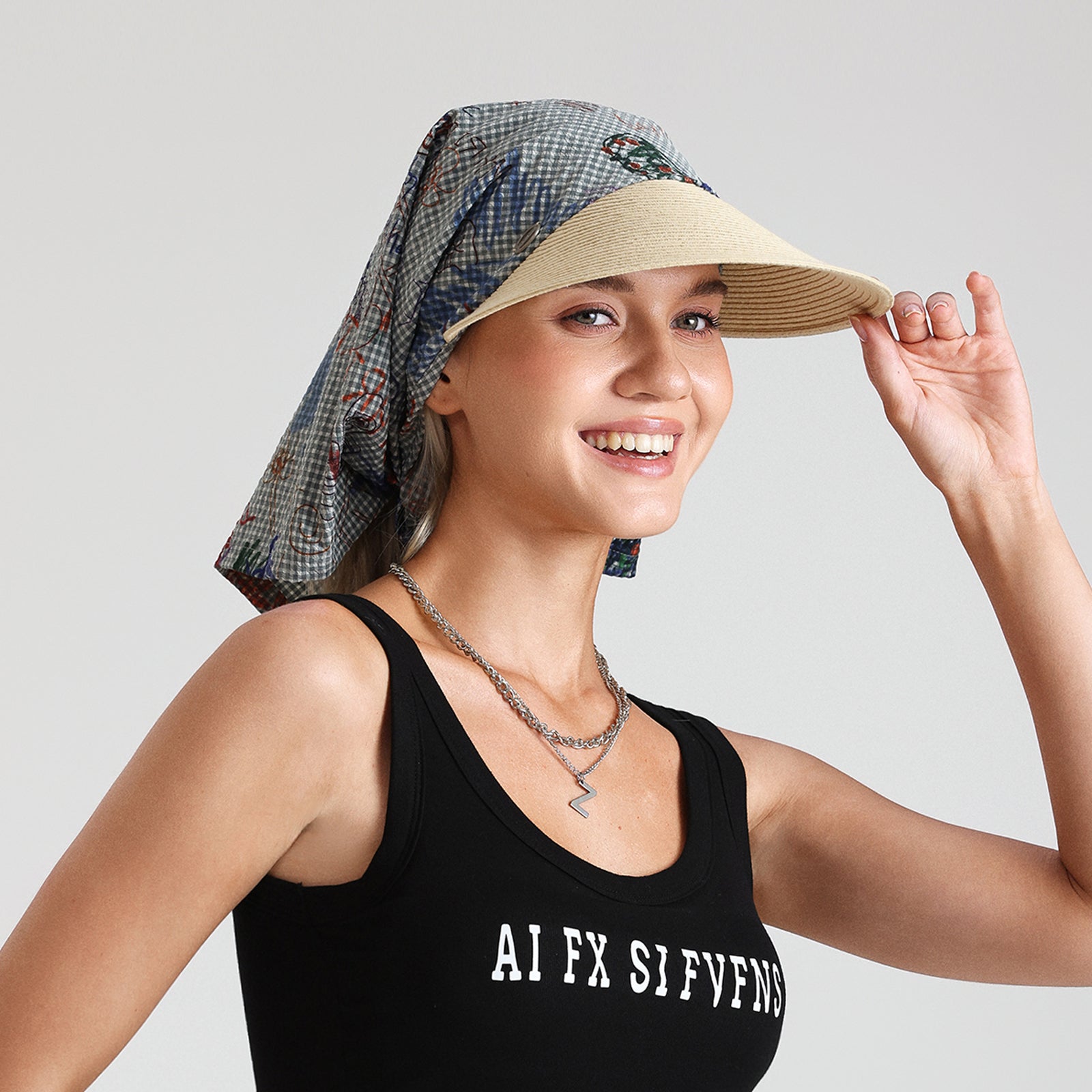 Women’s Paper Straw Sun Hat with Wide Brim and UPF 50+ Sun Protection