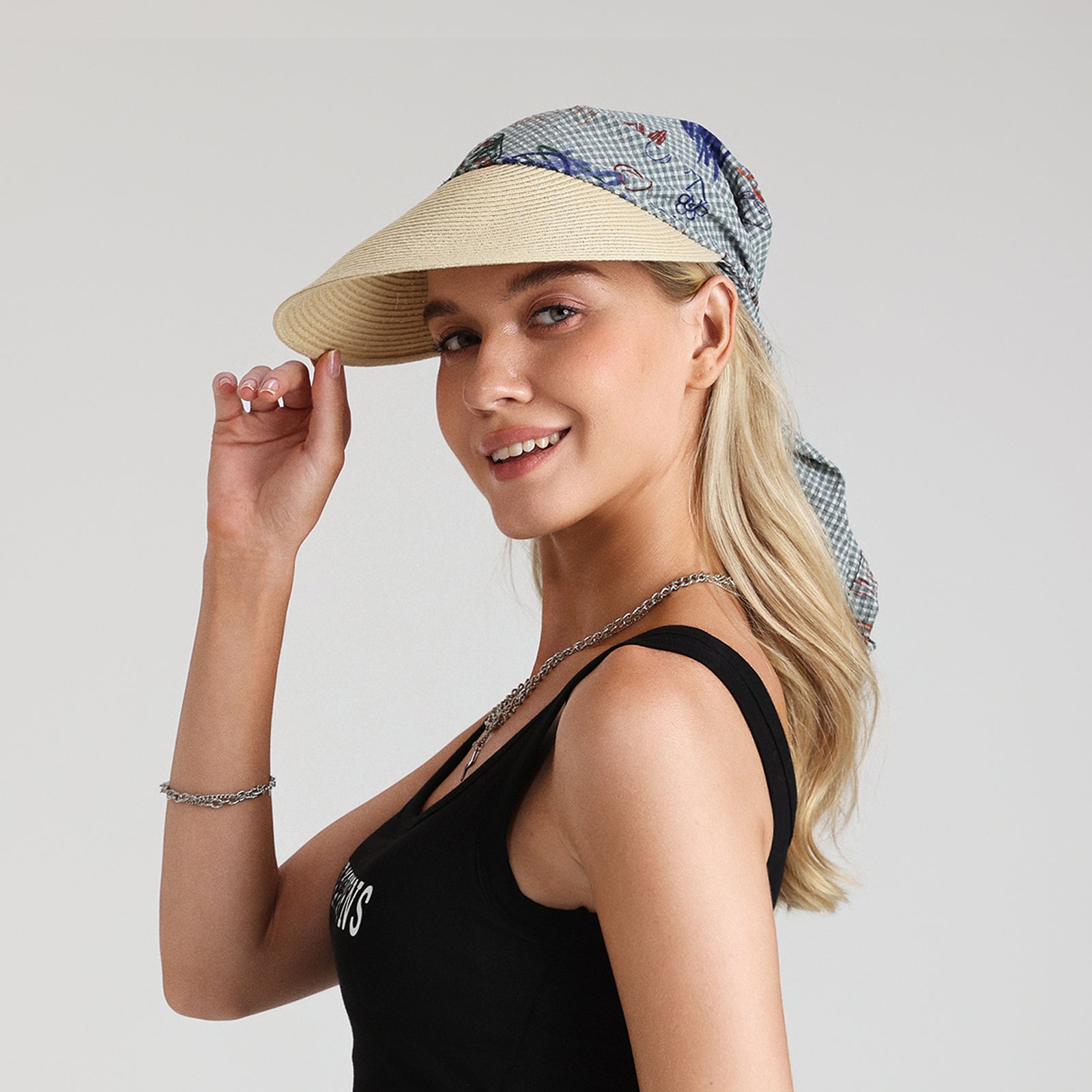 Women’s Paper Straw Sun Hat with Wide Brim and UPF 50+ Sun Protection