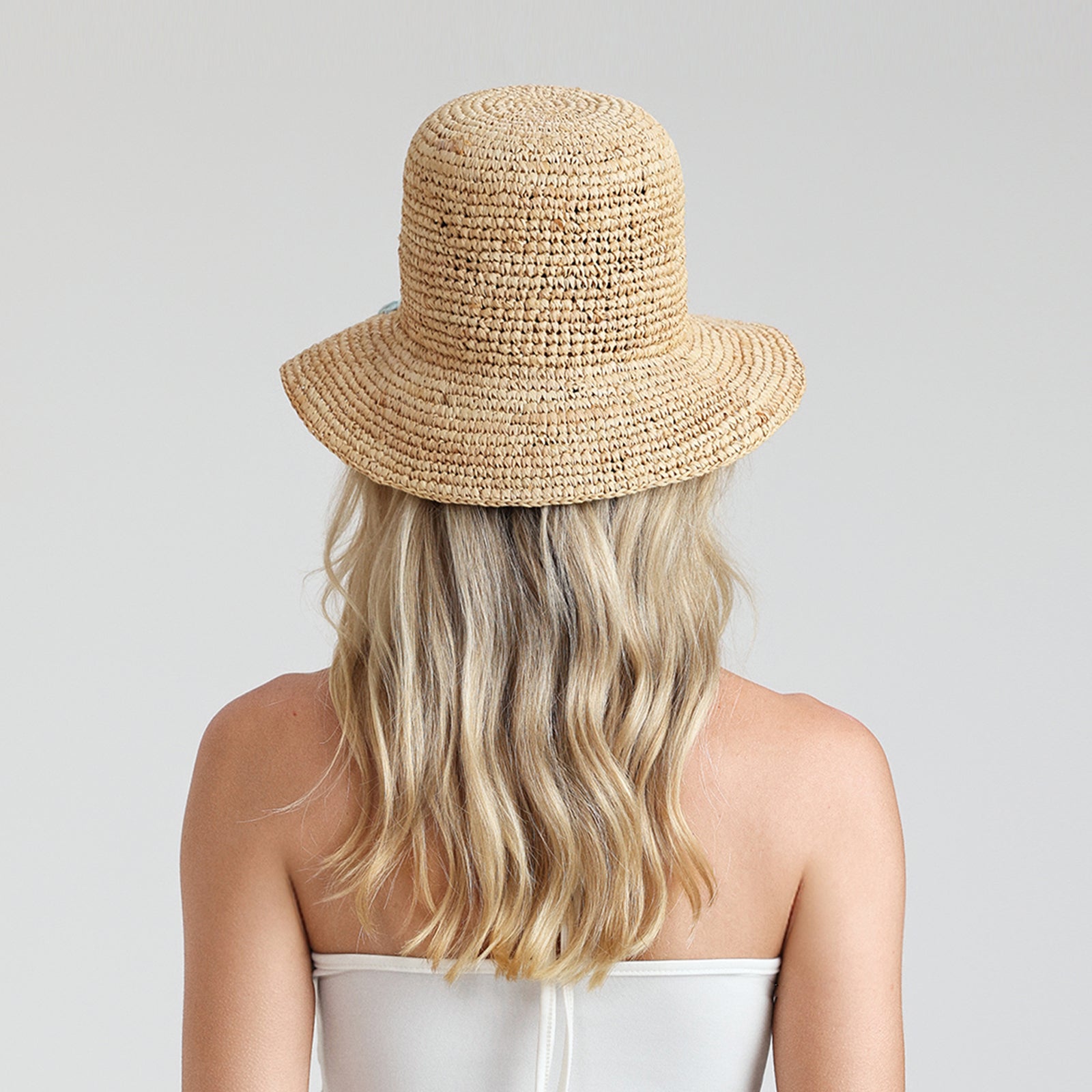 Women’s Raffia Bucket Hat with Wide Brim and UPF 50+ Sun Protection