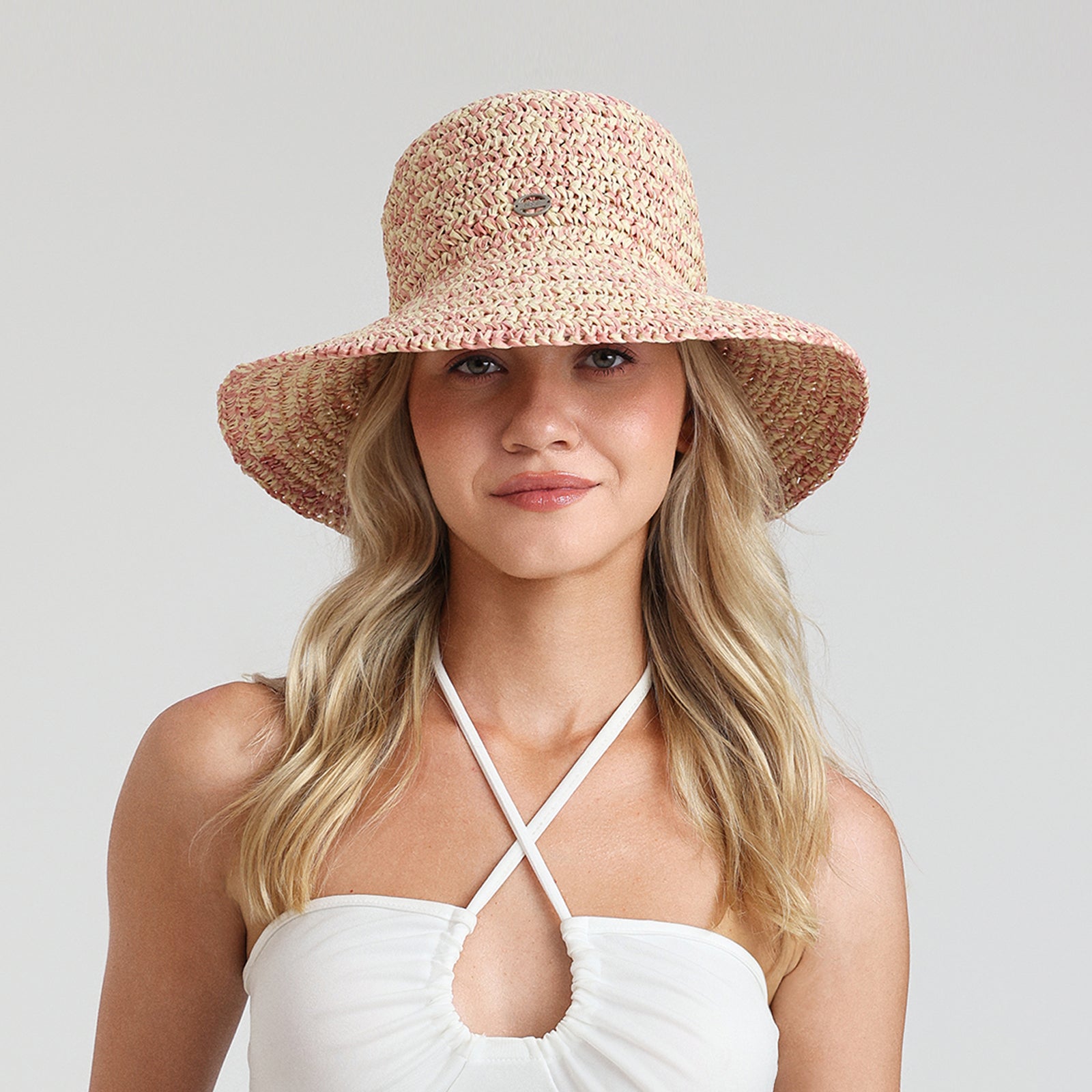 Women’s Paper Straw Bucket Hat with Wide Brim and UPF 50+ Sun Protection