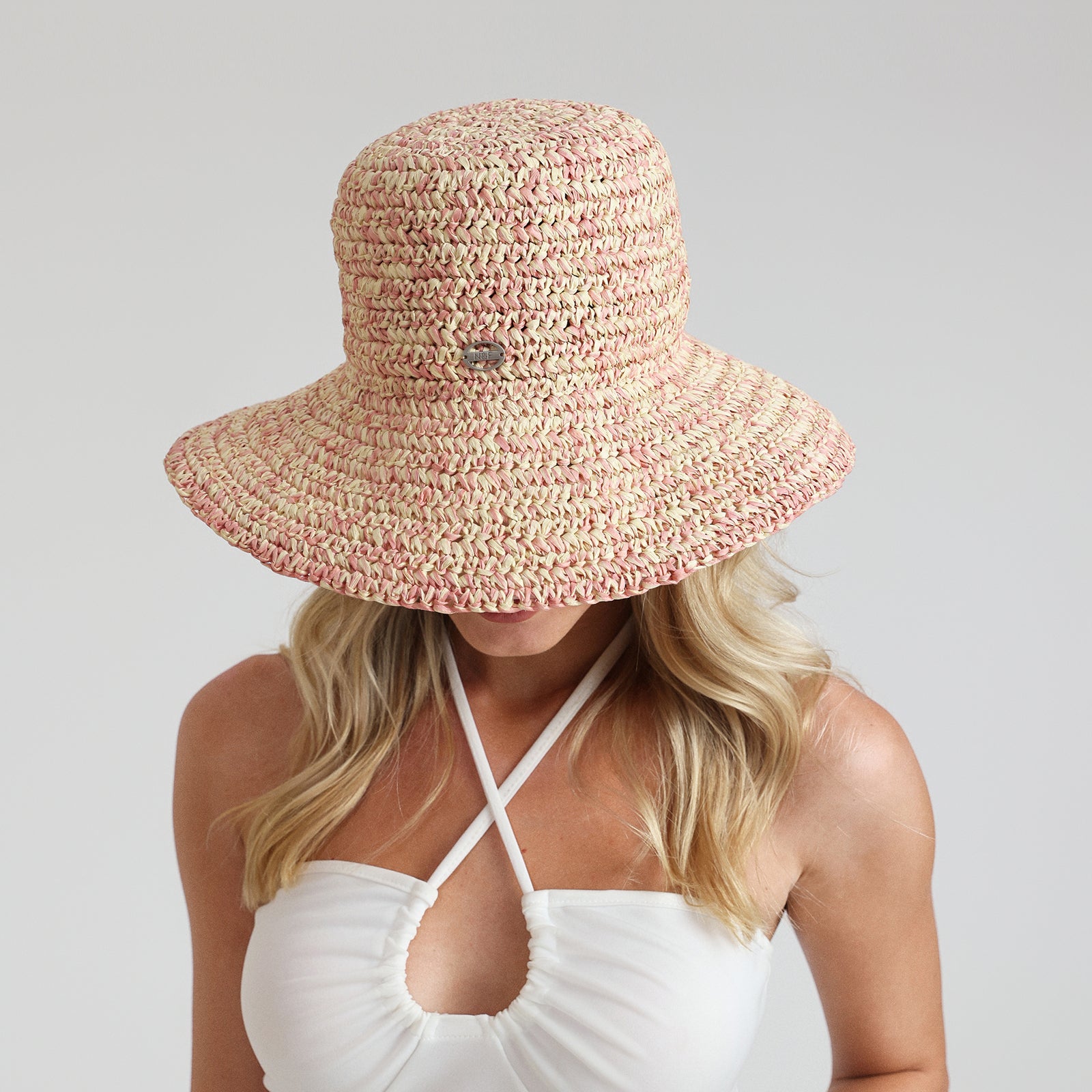 Women’s Paper Straw Bucket Hat with Wide Brim and UPF 50+ Sun Protection