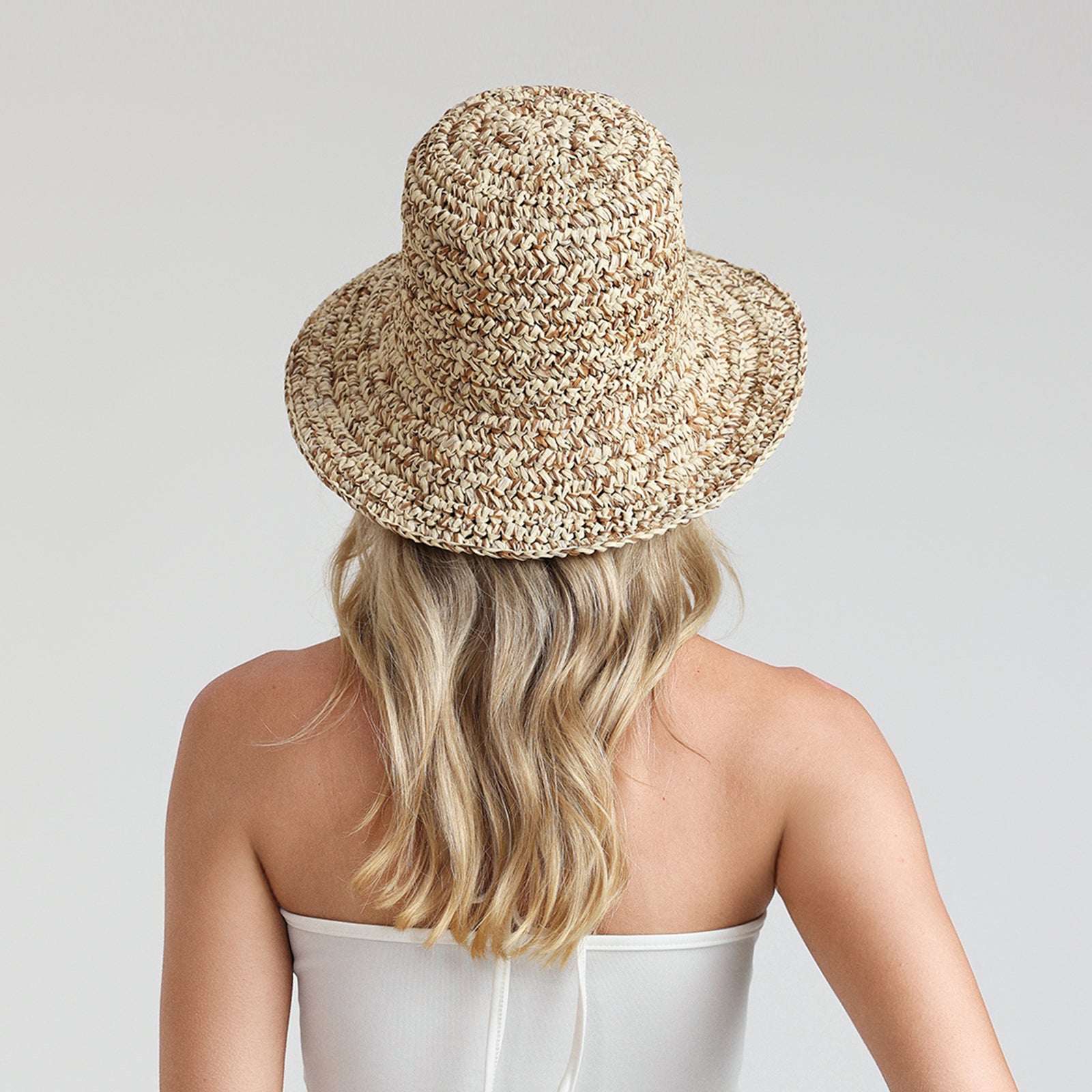 Women’s Paper Straw Bucket Hat with Wide Brim and UPF 50+ Sun Protection