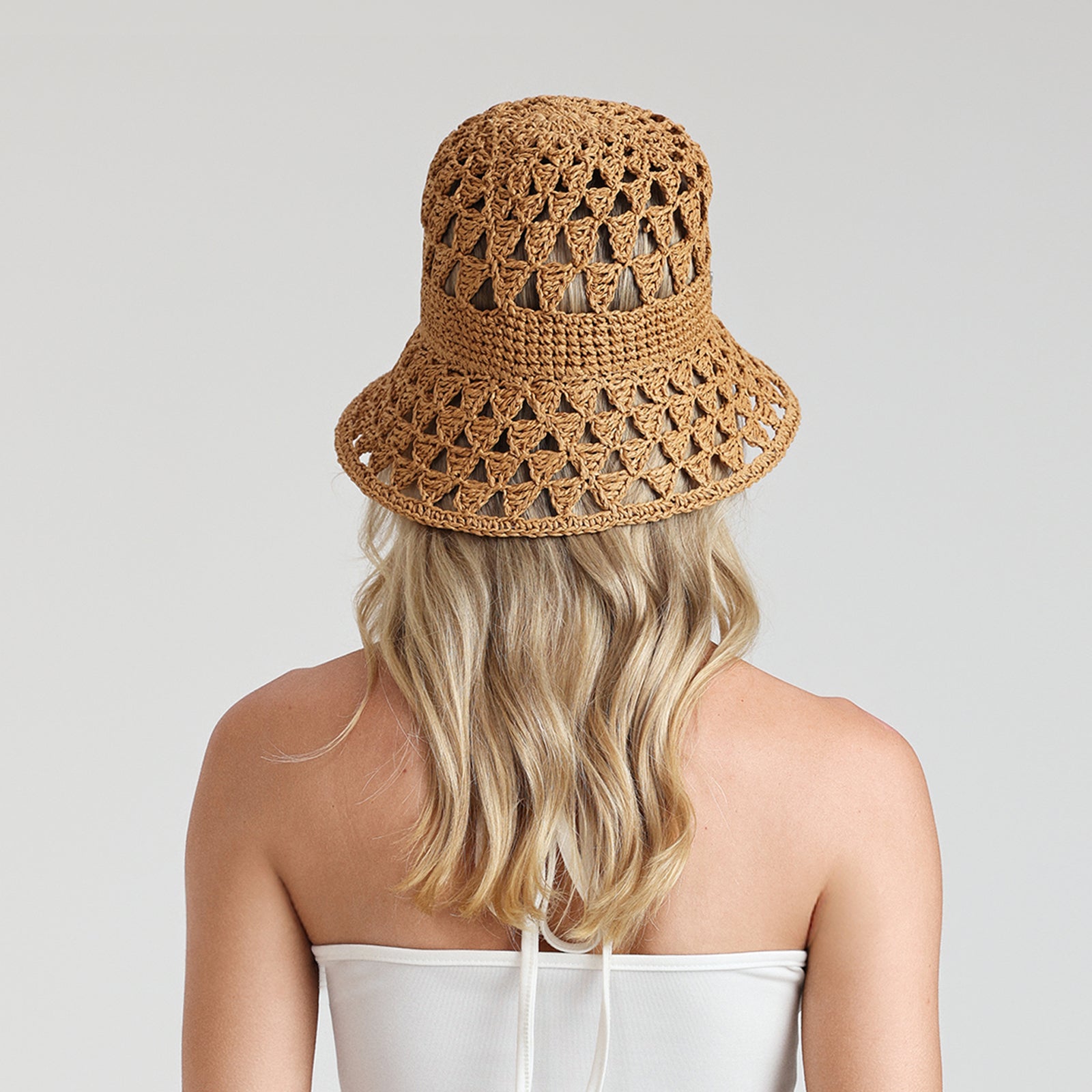 Women’s Paper Straw Bucket Hat with Wide Brim and UPF 50+ Sun Protection
