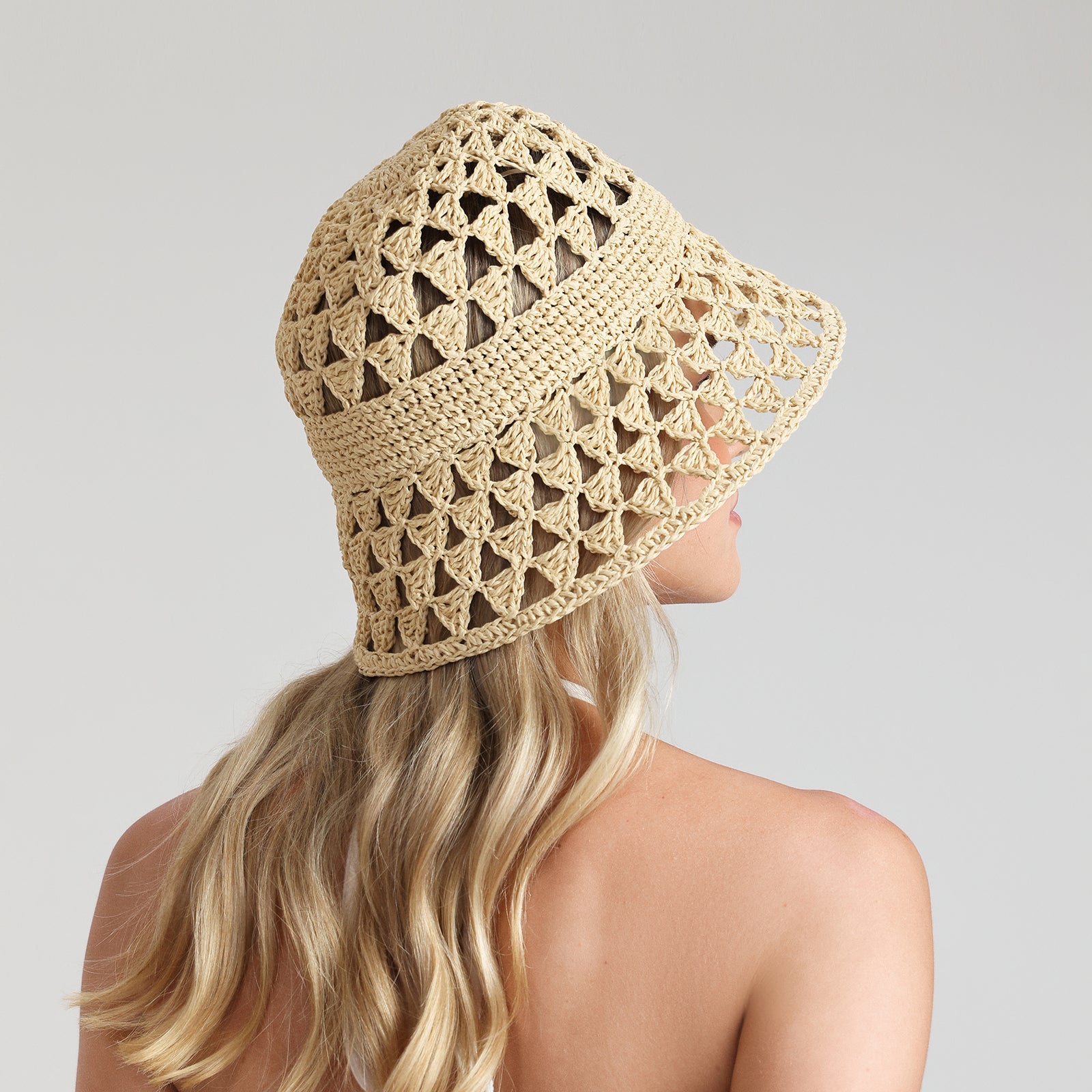 Women’s Paper Straw Bucket Hat with Wide Brim and UPF 50+ Sun Protection