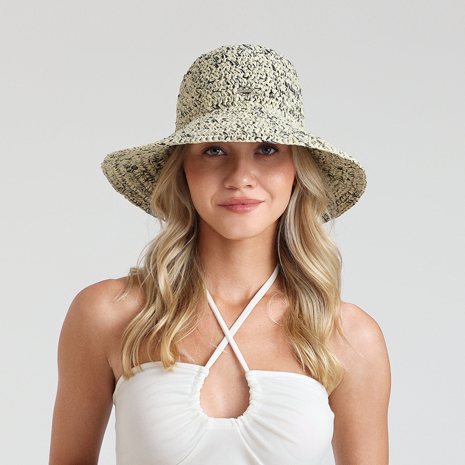 Women’s Paper Straw Bucket Hat with Wide Brim and UPF 50+ Sun Protection