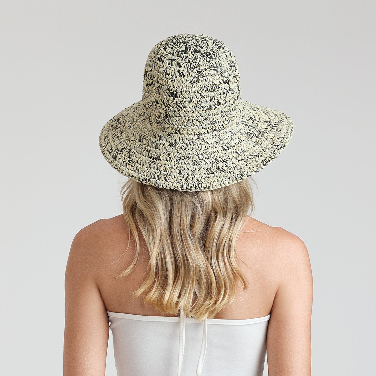 Women’s Paper Straw Bucket Hat with Wide Brim and UPF 50+ Sun Protection