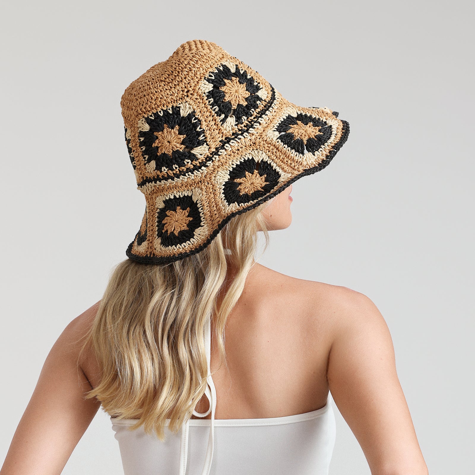 Women’s Paper Straw Bucket Hat with Wide Brim and UPF 50+ Sun Protection