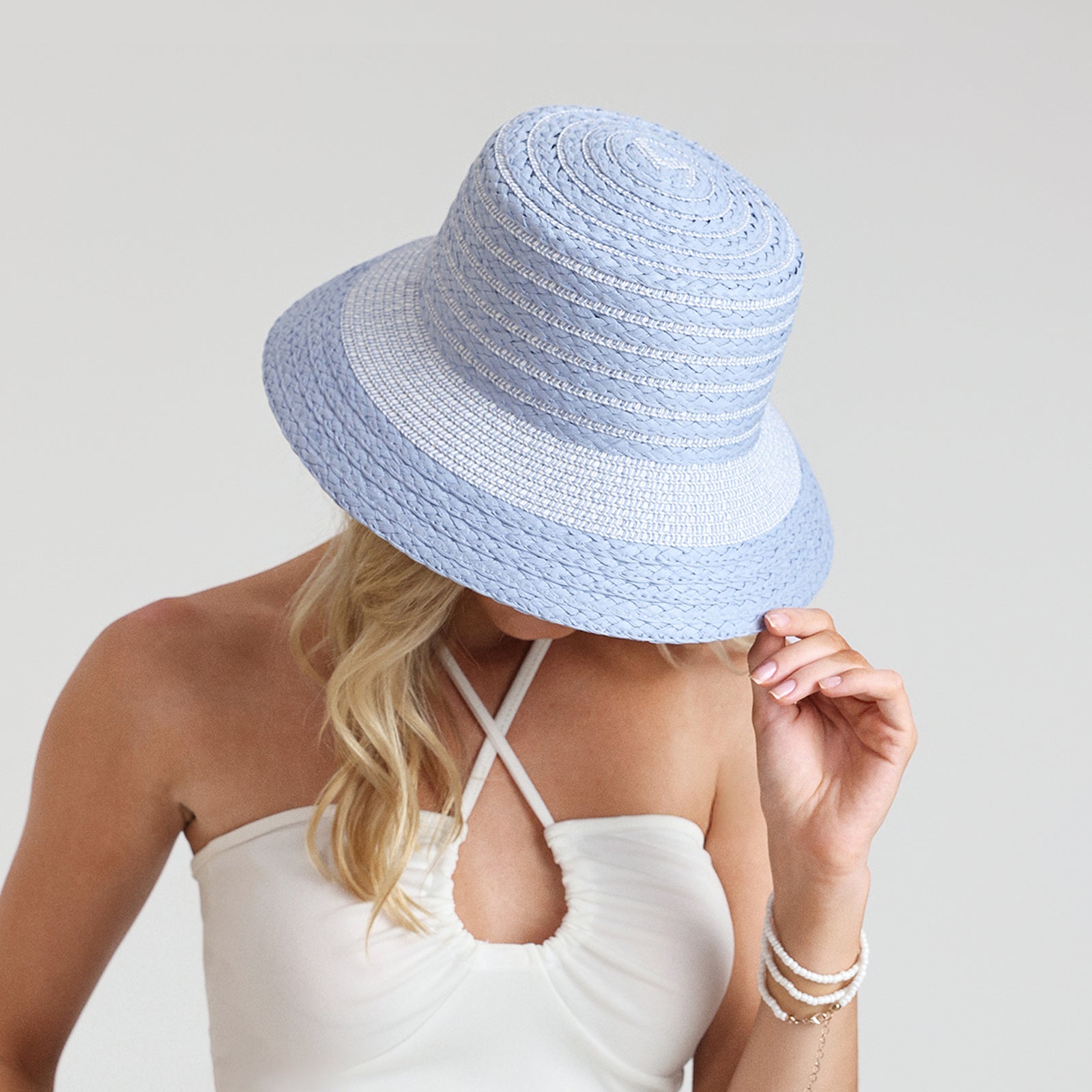 Women’s Paper Straw Bucket Hat with Wide Brim and UPF 50+ Sun Protection