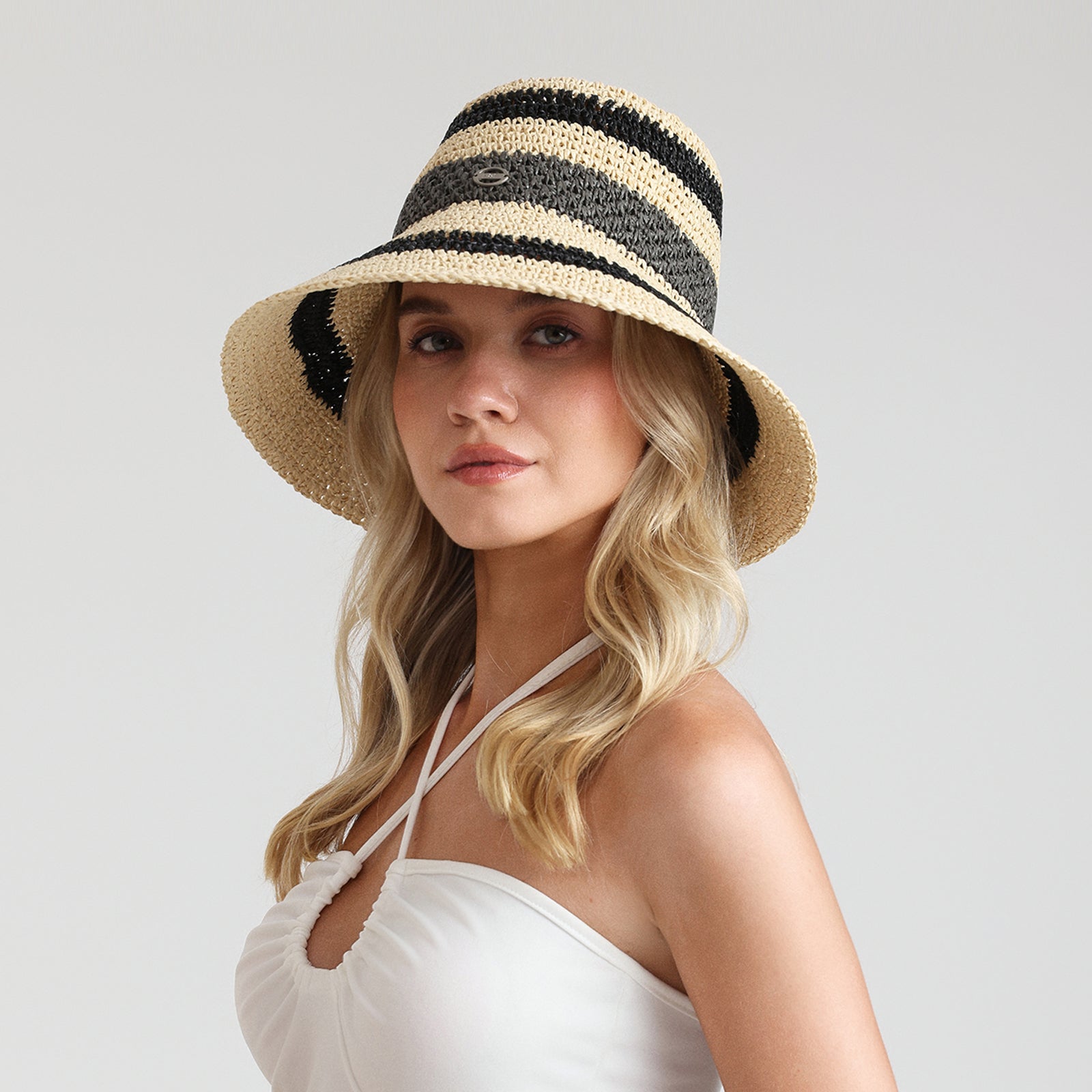 Women’s Paper Straw Bucket Hat with Wide Brim and UPF 50+ Sun Protection