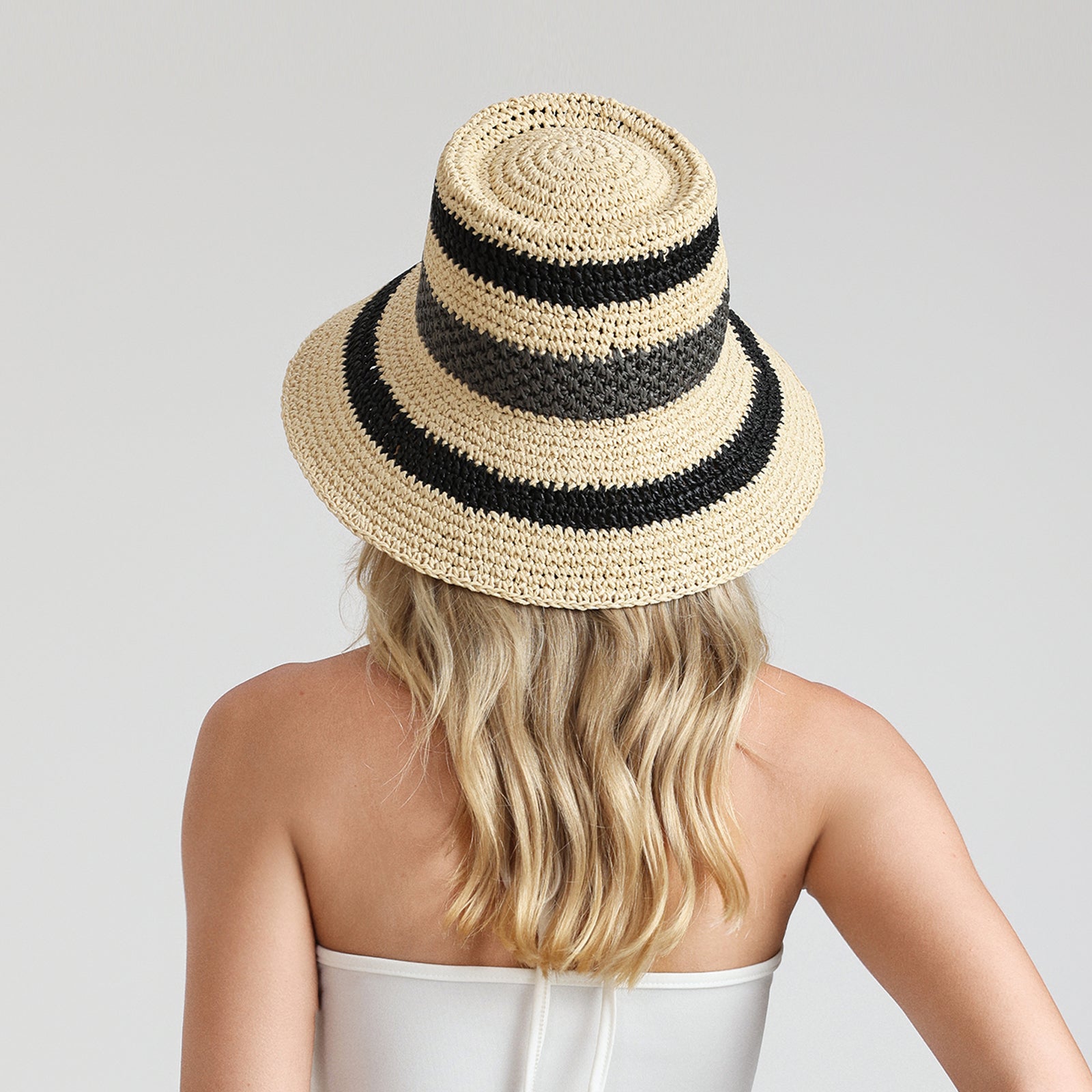 Women’s Paper Straw Bucket Hat with Wide Brim and UPF 50+ Sun Protection