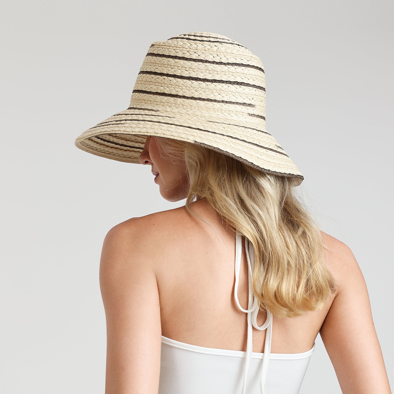 Women’s Paper Straw Bucket Hat with Wide Brim and UPF 50+ Sun Protection
