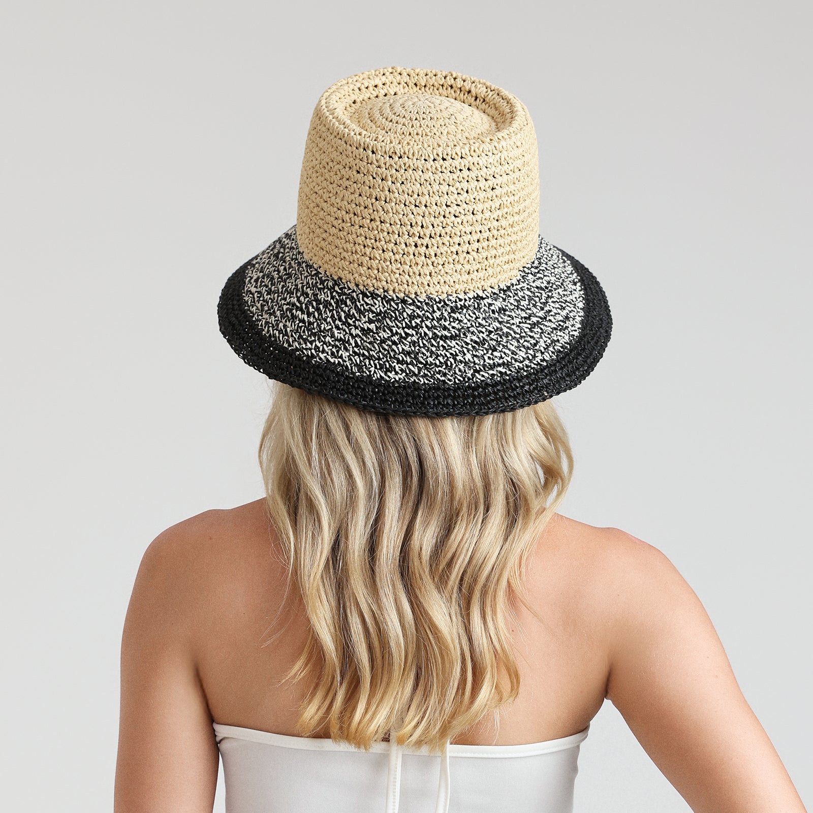 Women’s Paper Straw Bucket Hat with Wide Brim and UPF 50+ Sun Protection