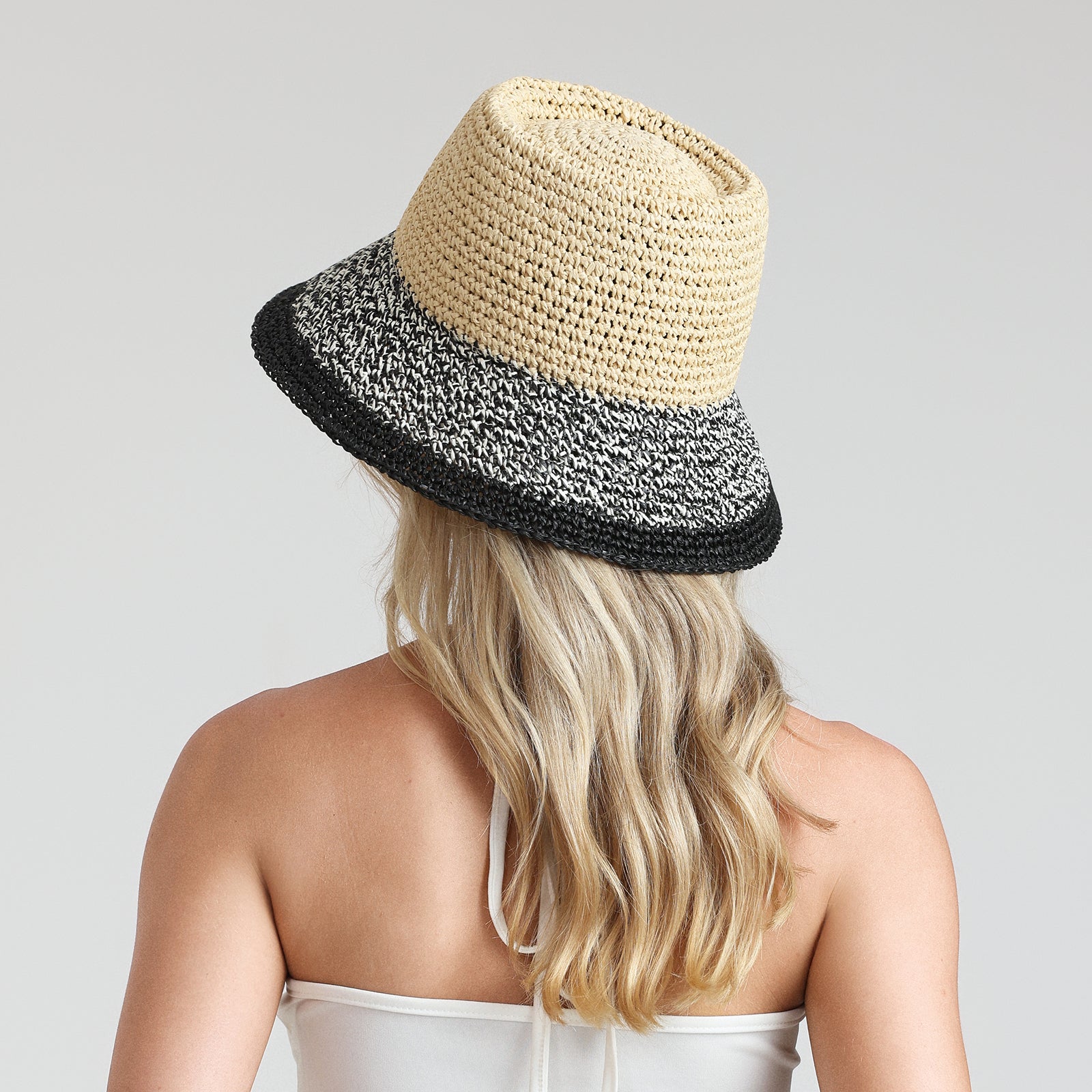 Women’s Paper Straw Bucket Hat with Wide Brim and UPF 50+ Sun Protection