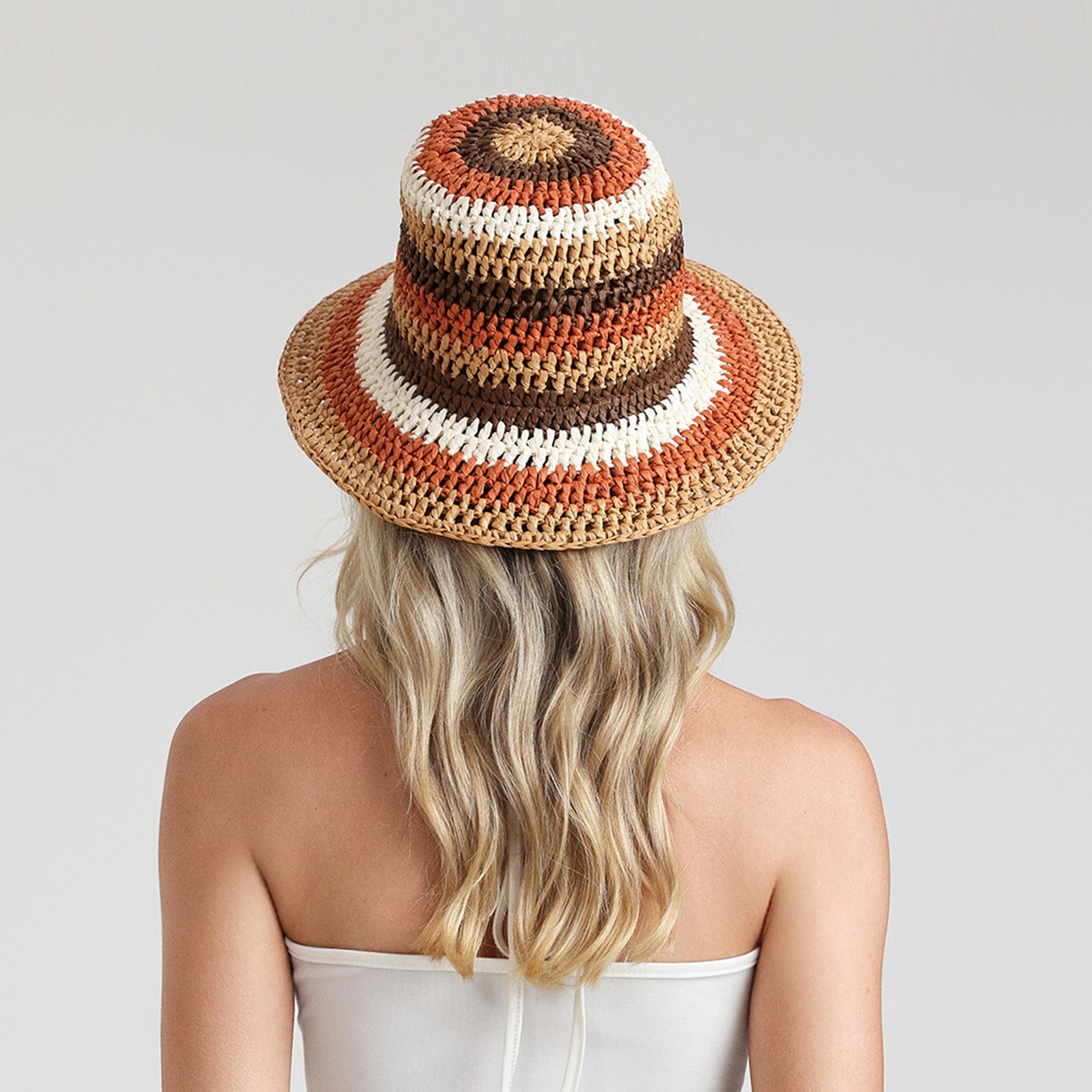 Women’s Paper Straw Bucket Hat with Wide Brim and UPF 50+ Sun Protection