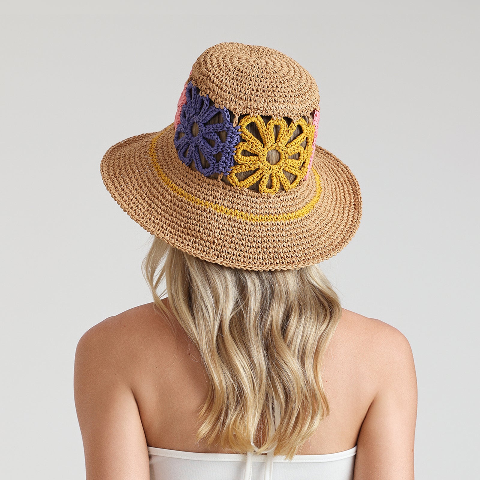 Women’s Paper Straw Bucket Hat with Wide Brim and UPF 50+ Sun Protection