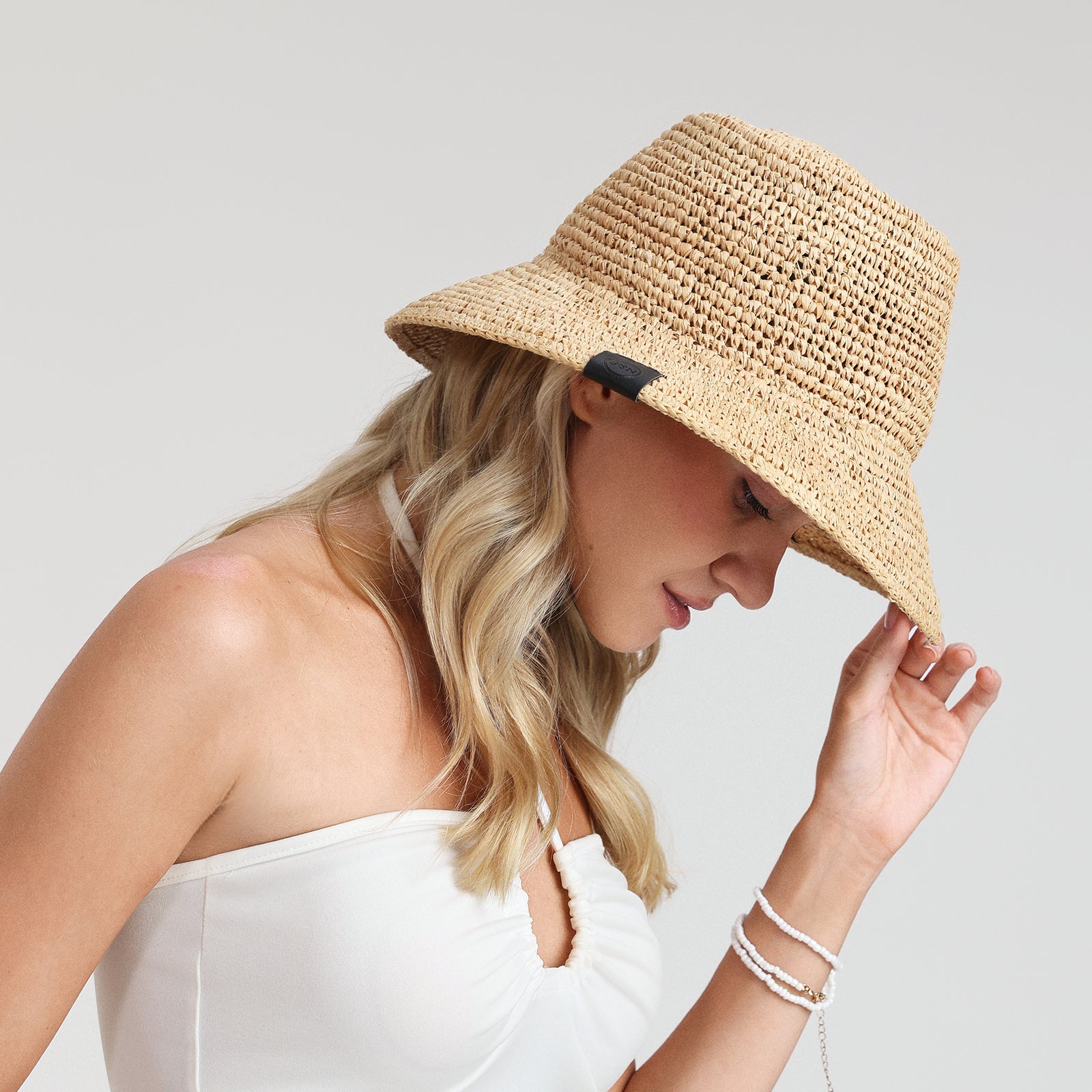 Women’s Raffia Sun Hat with Wide Brim and UPF 50+ Sun Protection