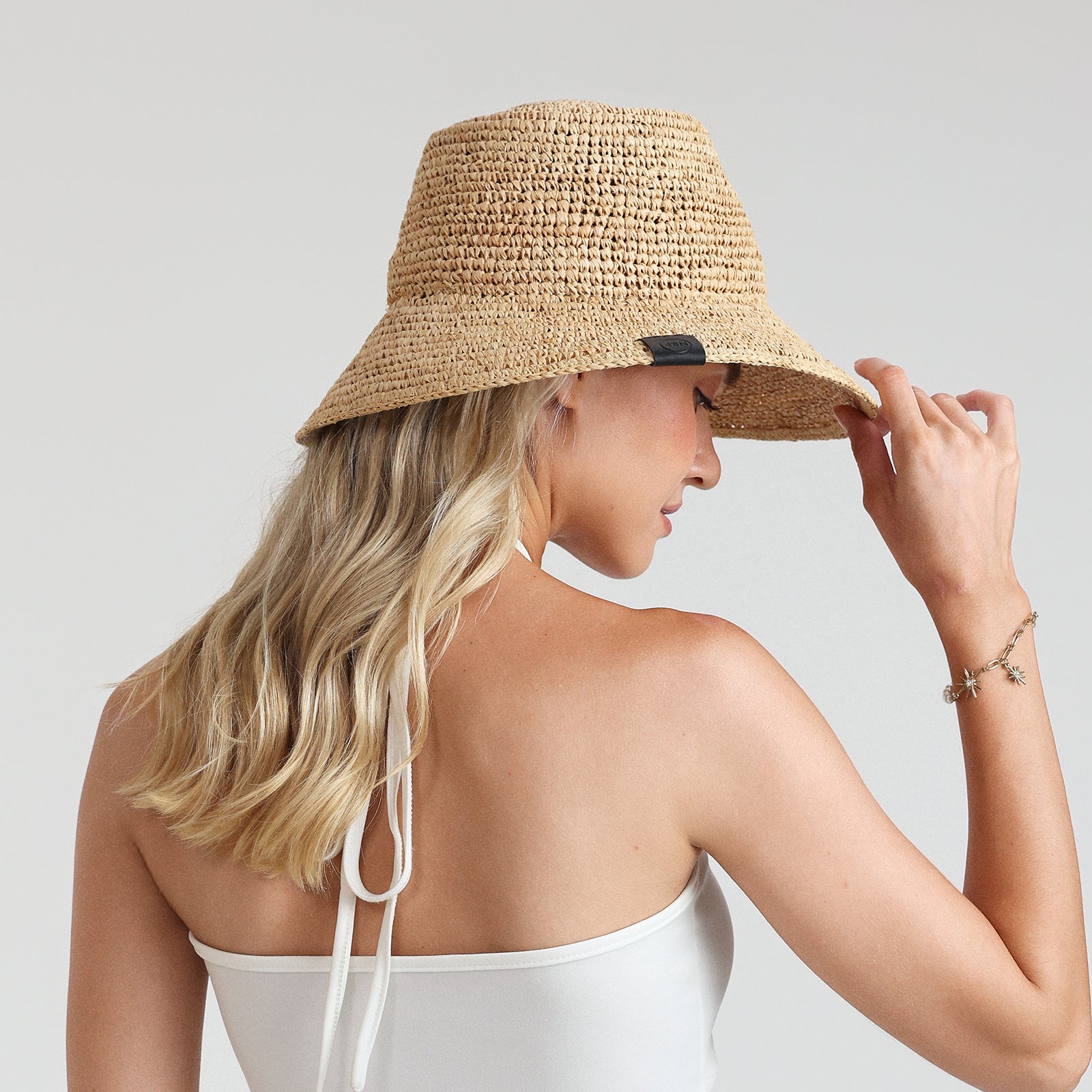 Women’s Raffia Sun Hat with Wide Brim and UPF 50+ Sun Protection