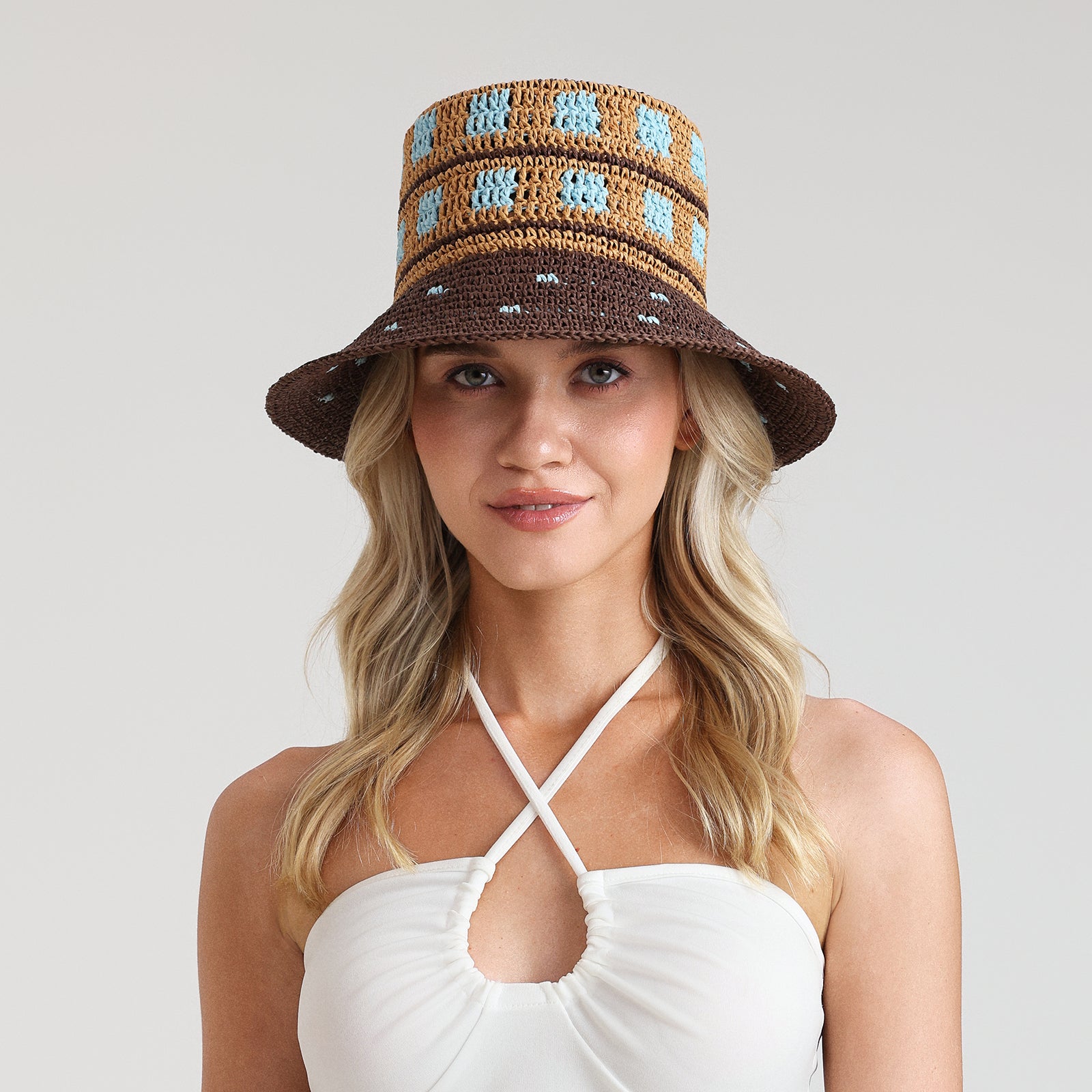 Women’s Paper Straw Sun Hat with Wide Brim and UPF 50+ Sun Protection