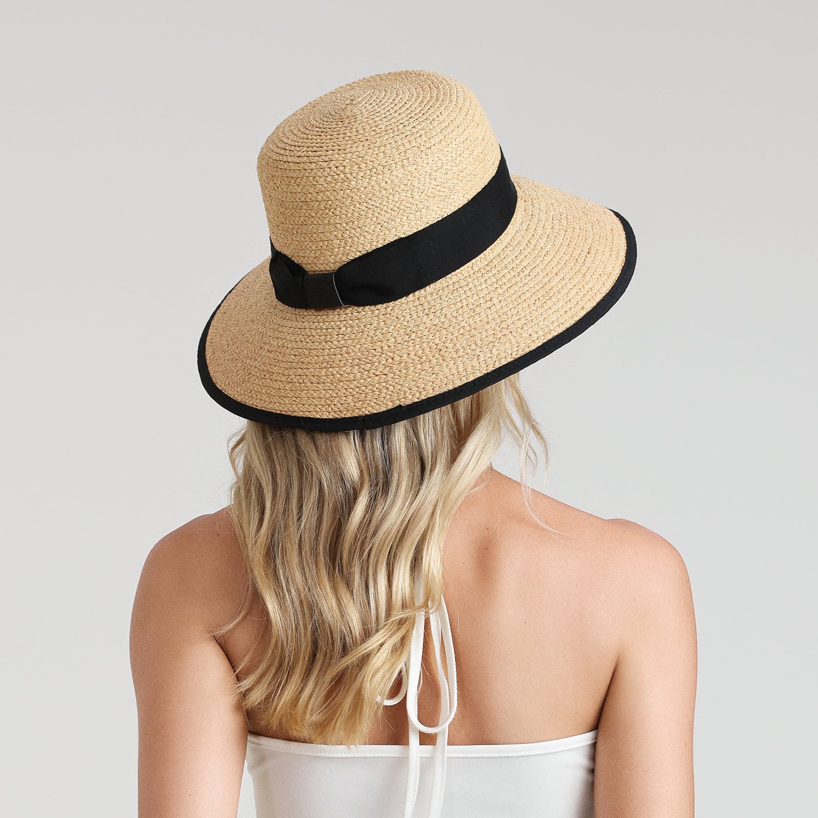 Women’s Raffia Bucket Hat with Wide Brim and UPF 50+ Sun Protection