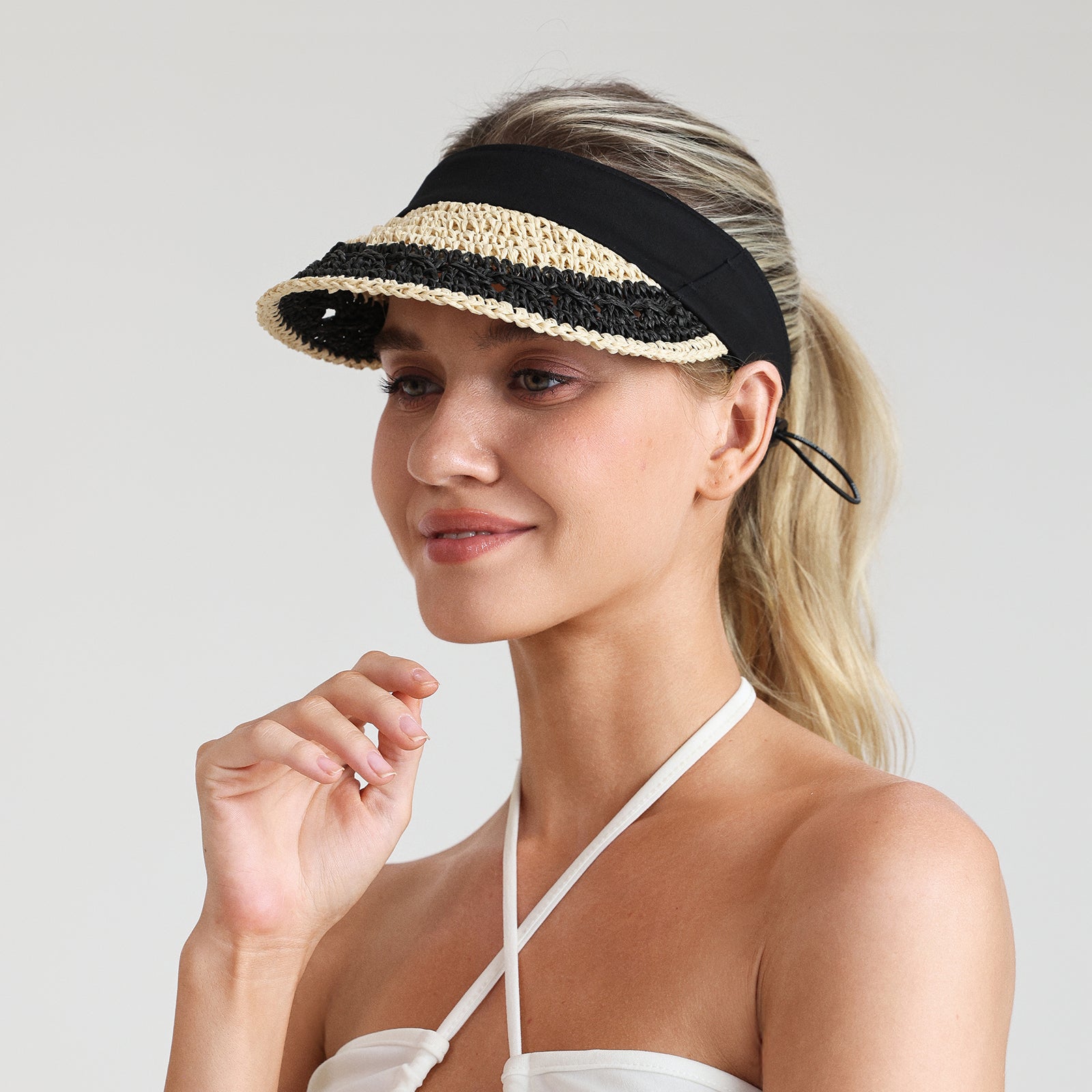 Women’s Paper Straw Sun Hat with Wide Brim and UPF 50+ Sun Protection