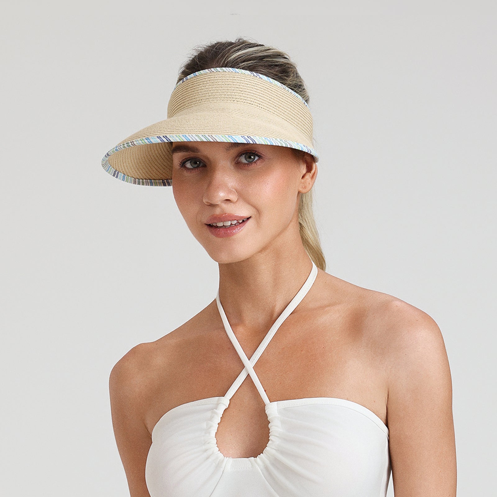 Women’s Paper Straw Sun Hat with Wide Brim and UPF 50+ Sun Protection