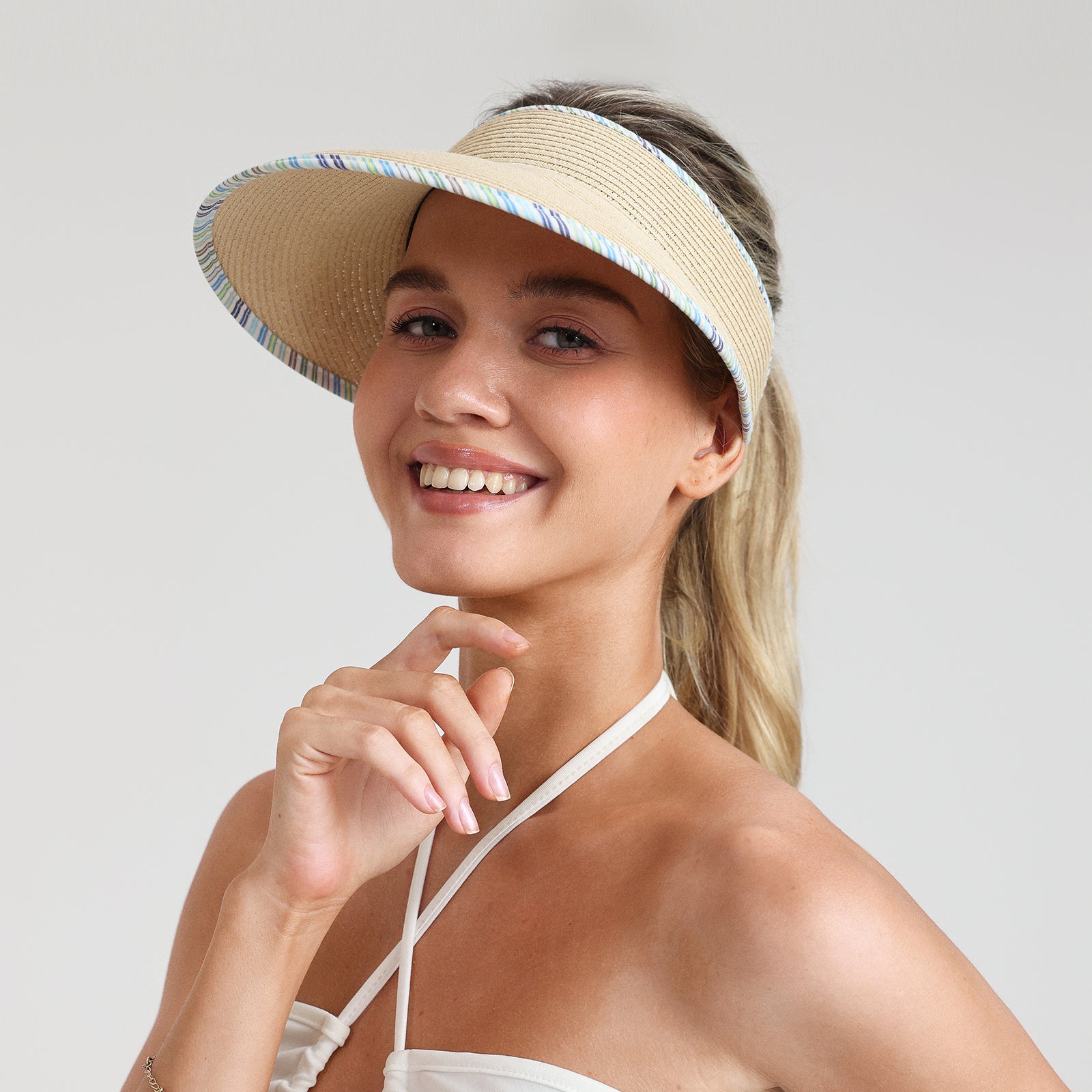 Women’s Paper Straw Sun Hat with Wide Brim and UPF 50+ Sun Protection