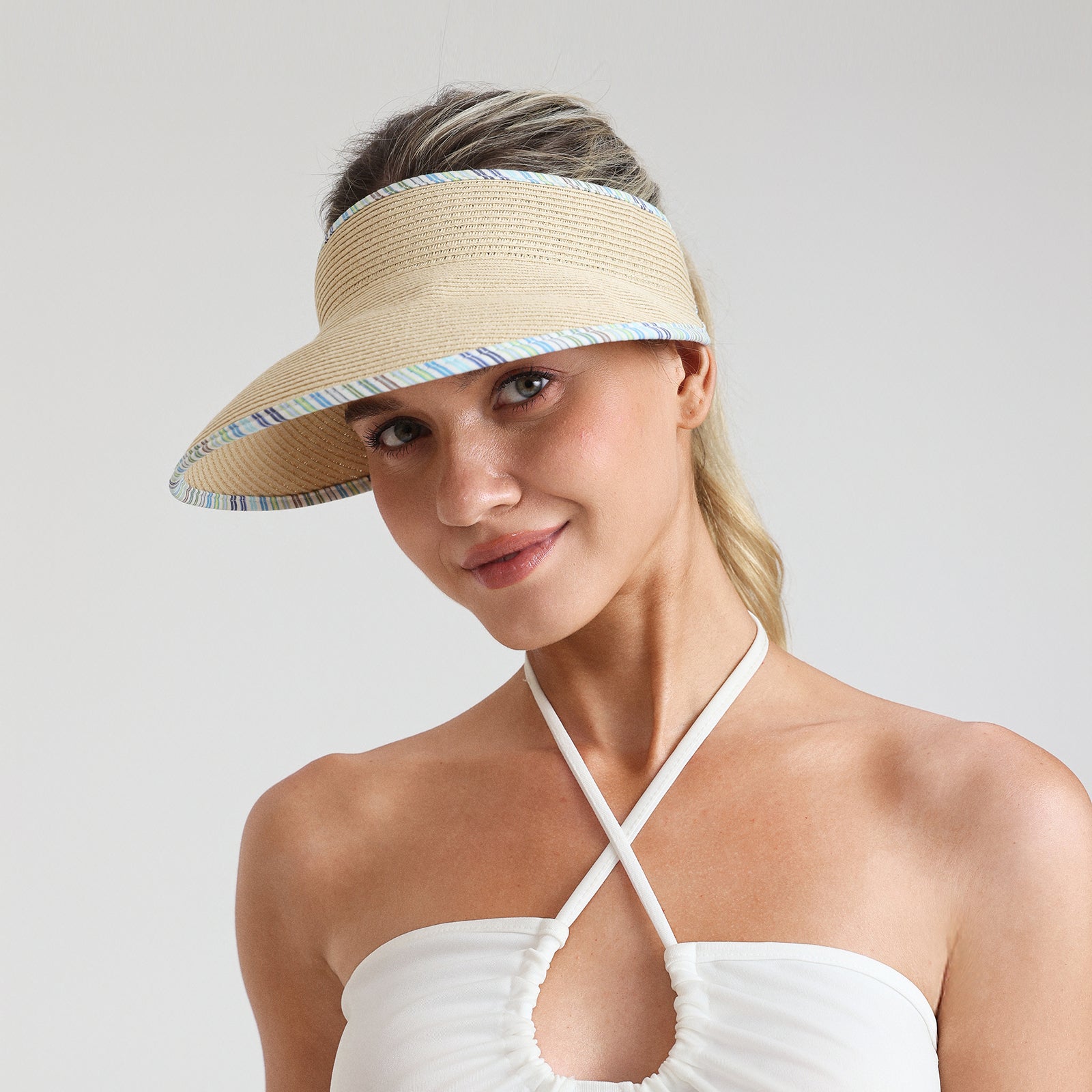 Women’s Paper Straw Sun Hat with Wide Brim and UPF 50+ Sun Protection