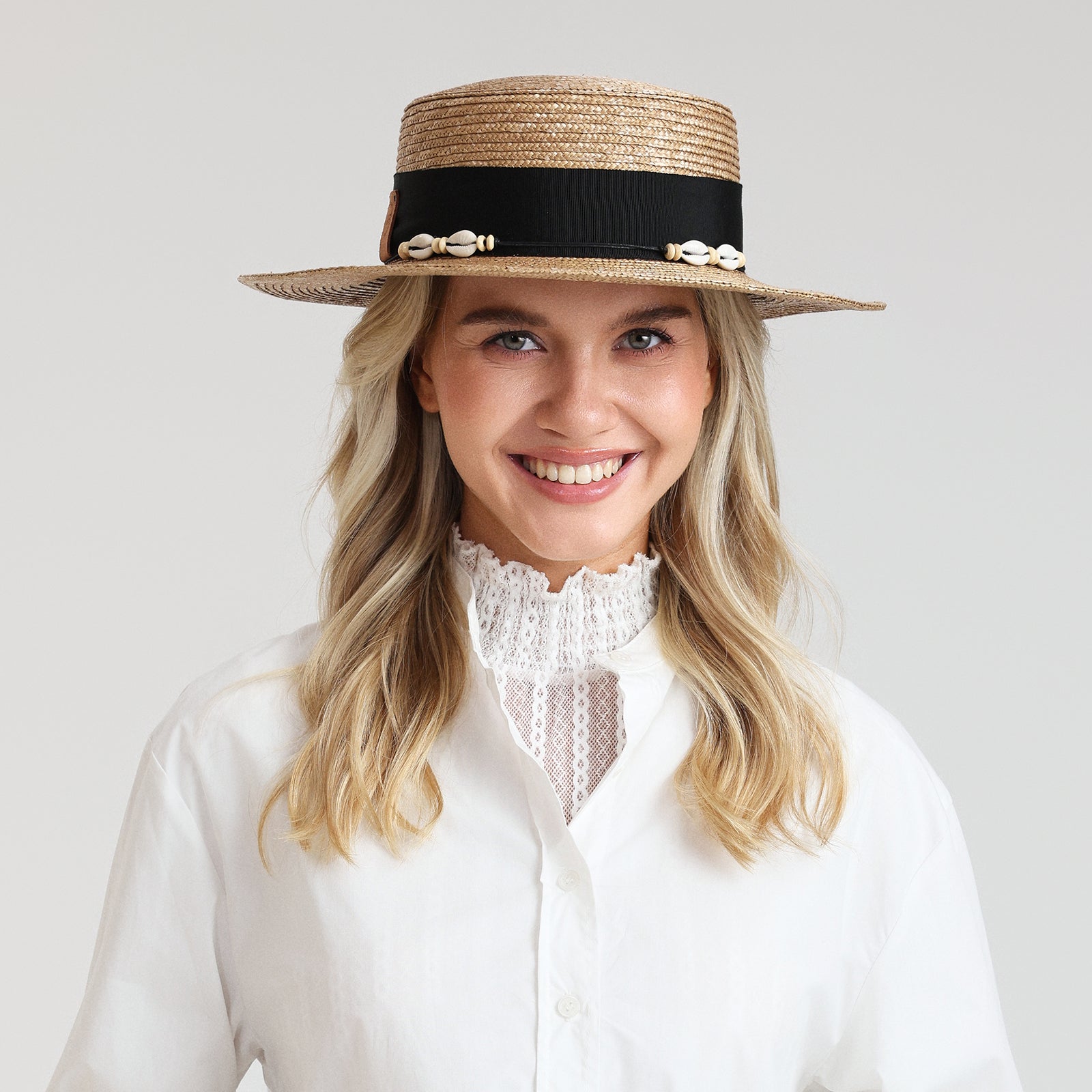Women’s Wheat Straw Fedora Hat with Wide Brim and UPF 50+ Sun Protection