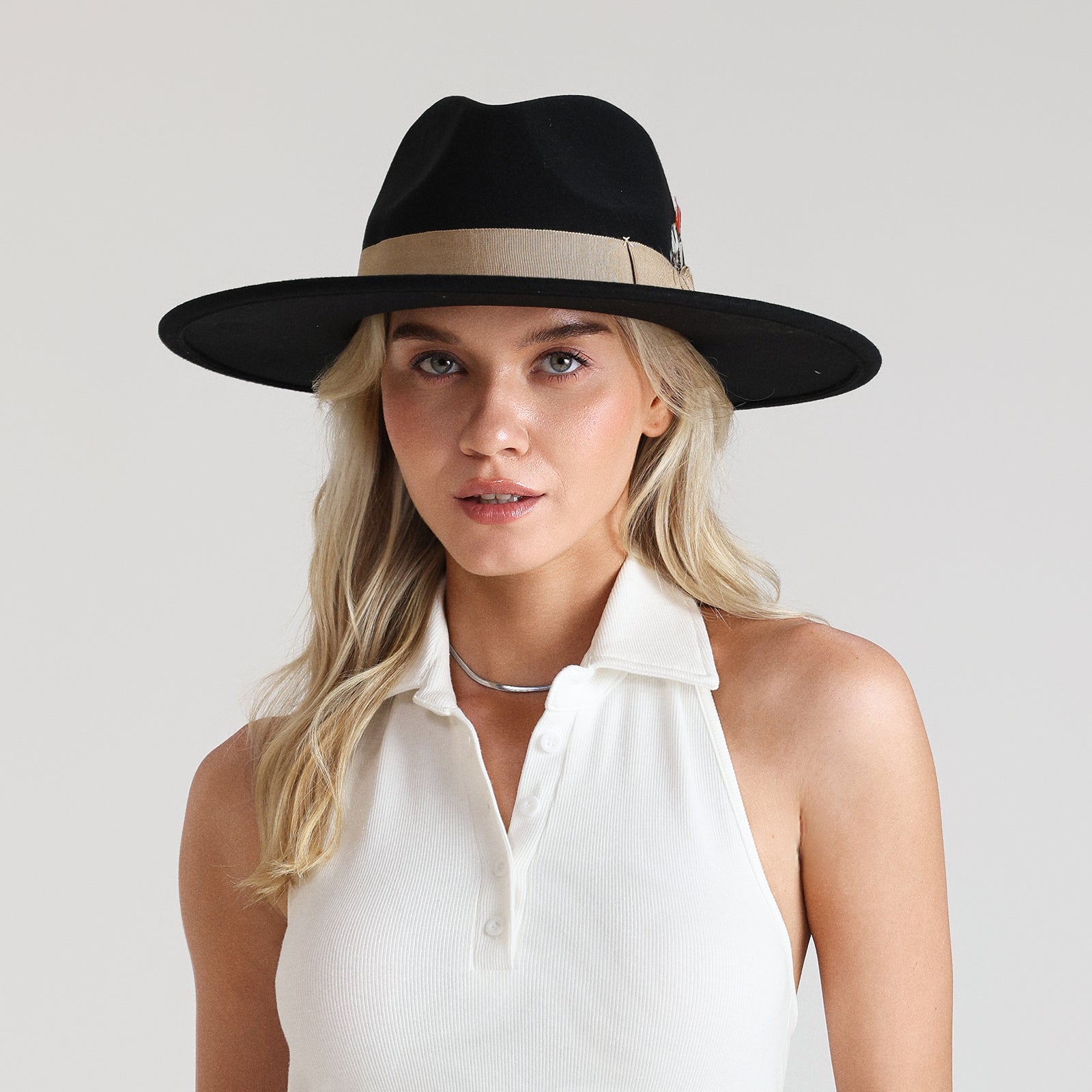 Unisex Polyester Fedora Hat with Wide Brim and UPF 50+ Sun Protection