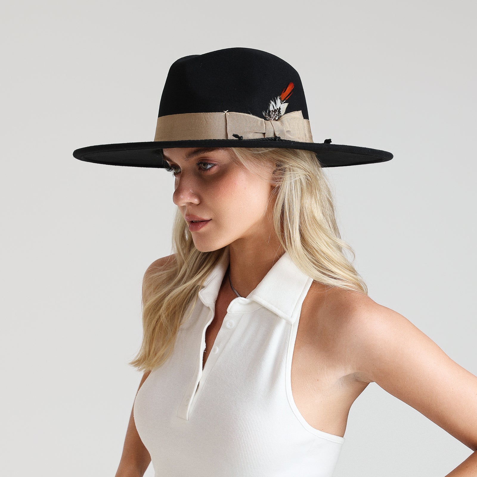 Unisex Polyester Fedora Hat with Wide Brim and UPF 50+ Sun Protection