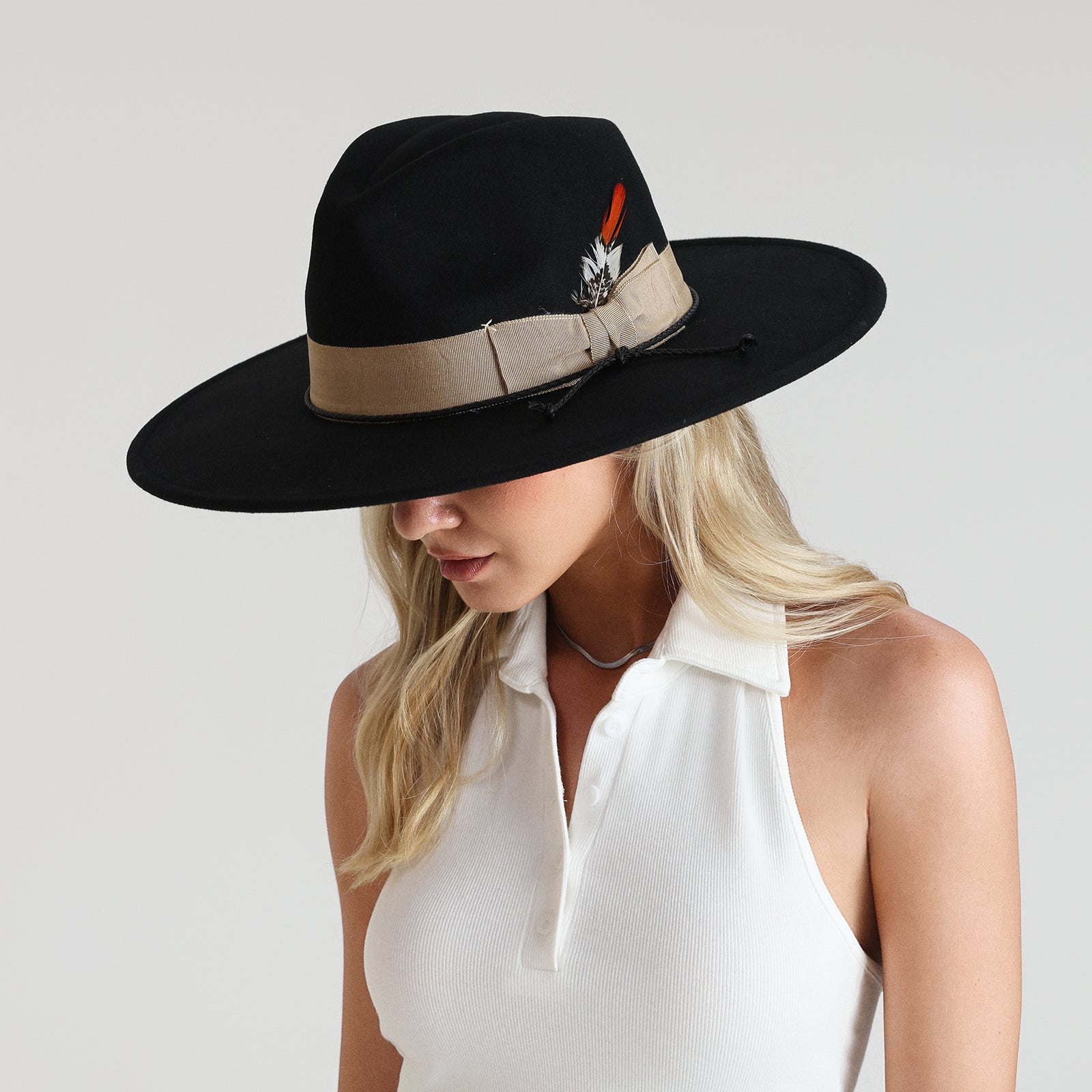 Unisex Polyester Fedora Hat with Wide Brim and UPF 50+ Sun Protection