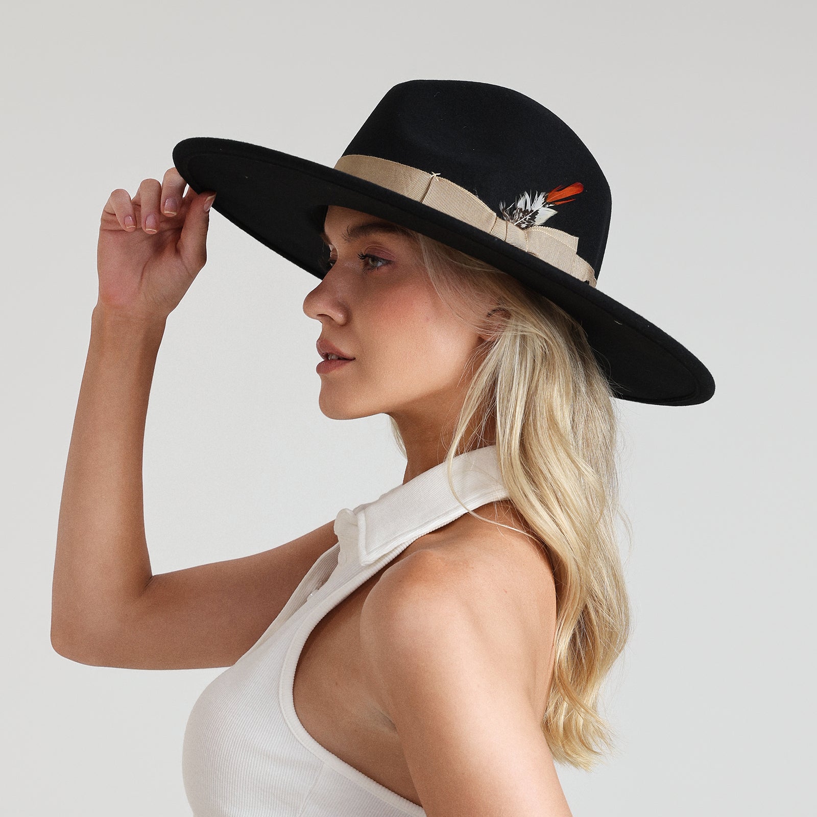 Unisex Polyester Fedora Hat with Wide Brim and UPF 50+ Sun Protection