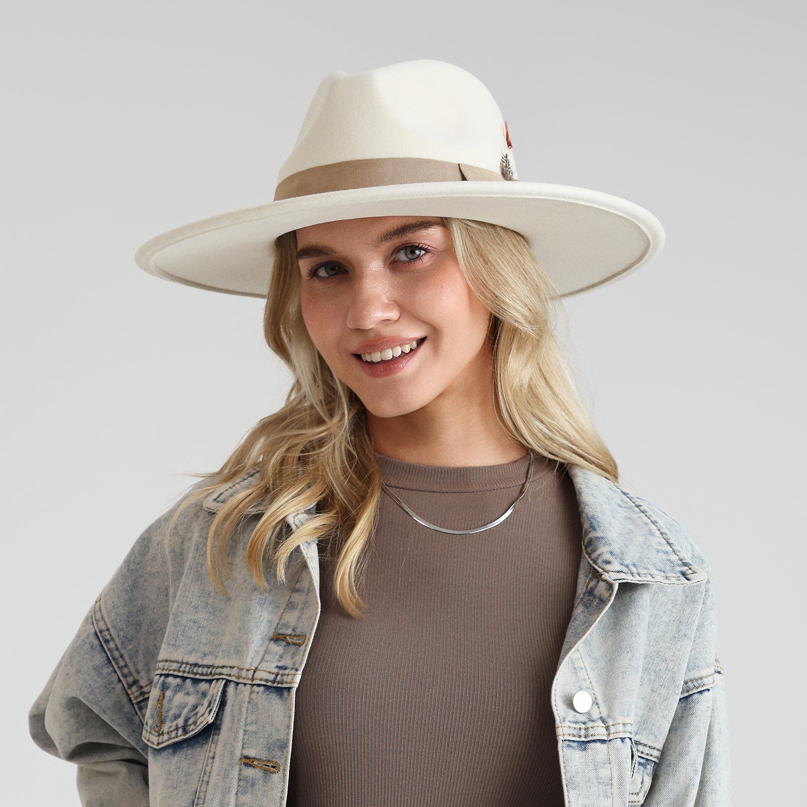 Unisex Polyester Fedora Hat with Wide Brim and UPF 50+ Sun Protection