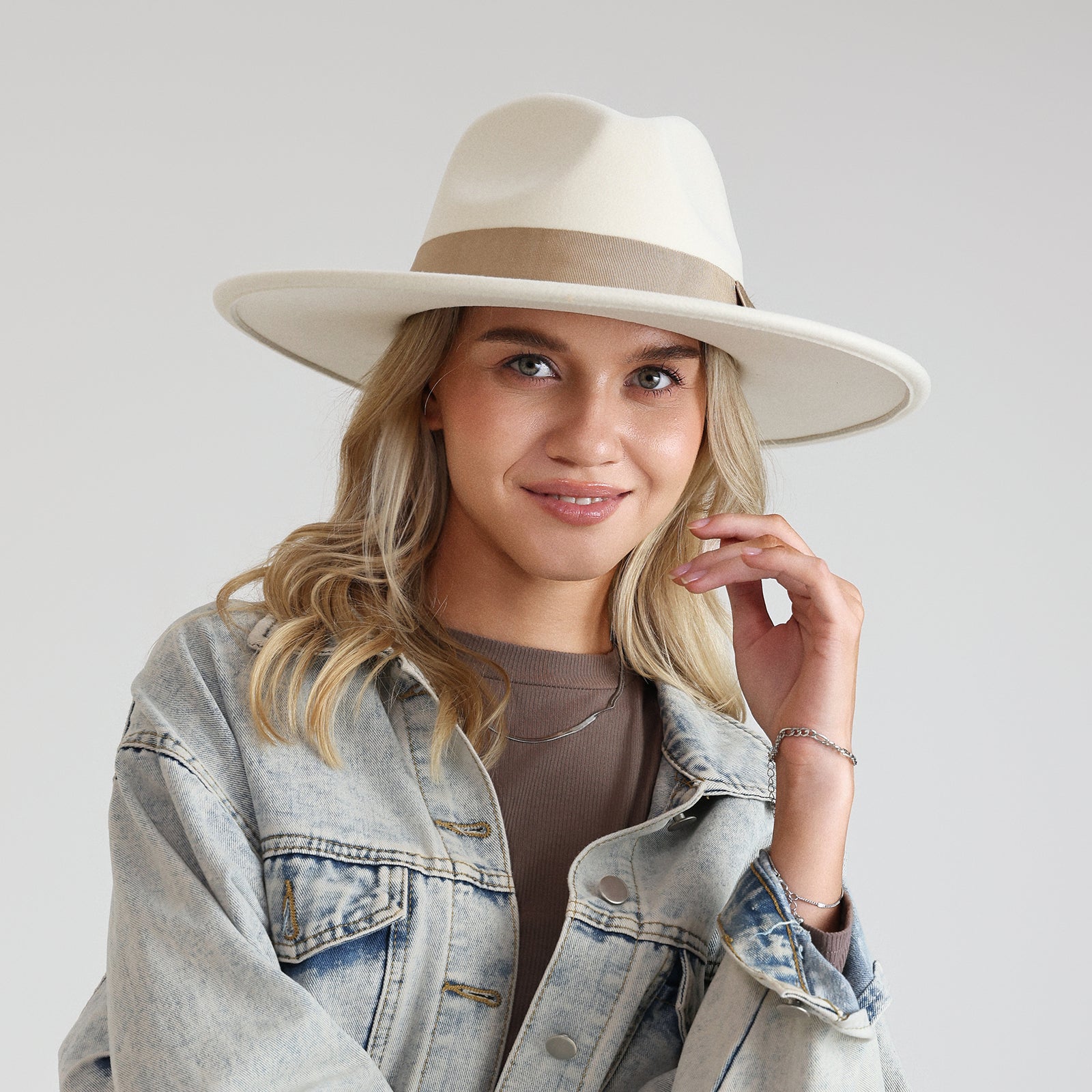 Unisex Polyester Fedora Hat with Wide Brim and UPF 50+ Sun Protection