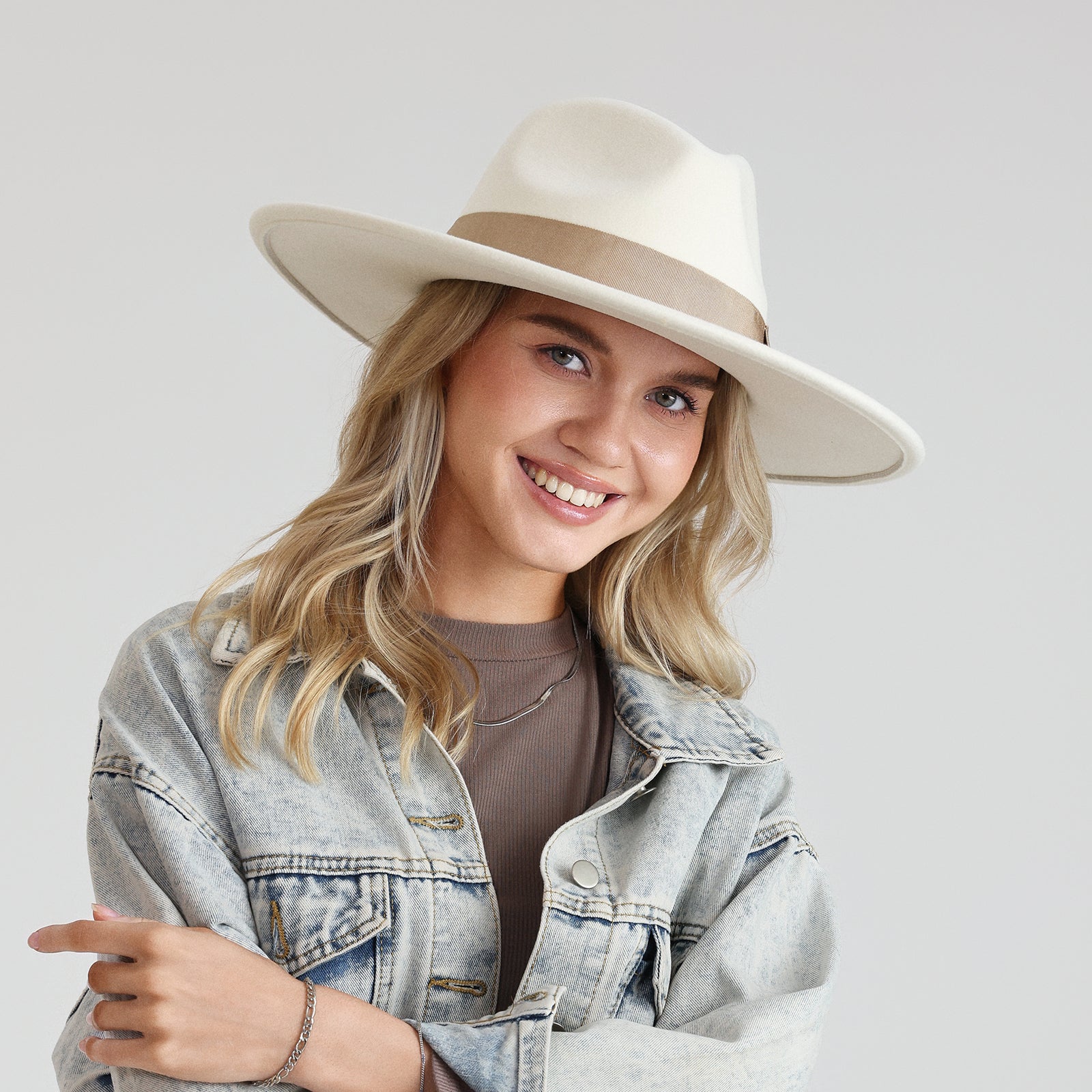 Unisex Polyester Fedora Hat with Wide Brim and UPF 50+ Sun Protection