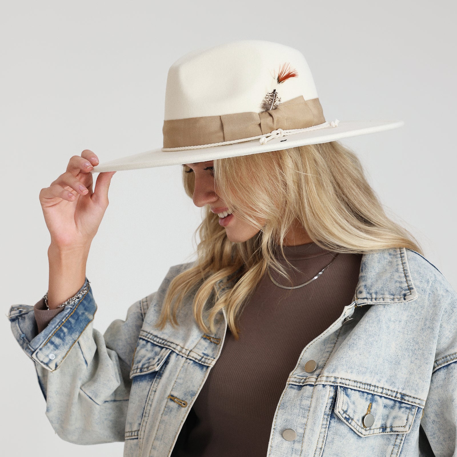 Unisex Polyester Fedora Hat with Wide Brim and UPF 50+ Sun Protection