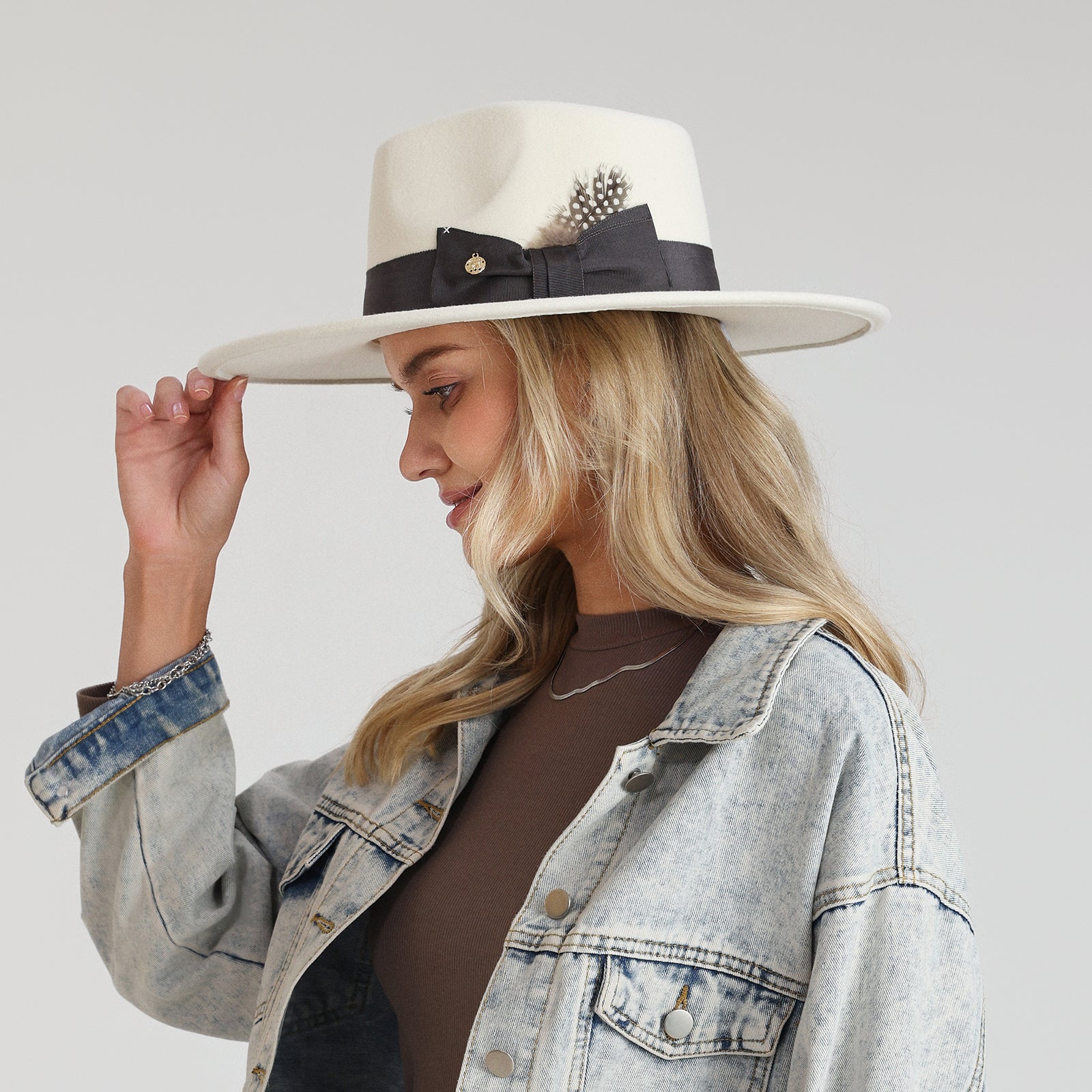 Unisex Polyester Fedora Hat with Wide Brim and UPF 50+ Sun Protection