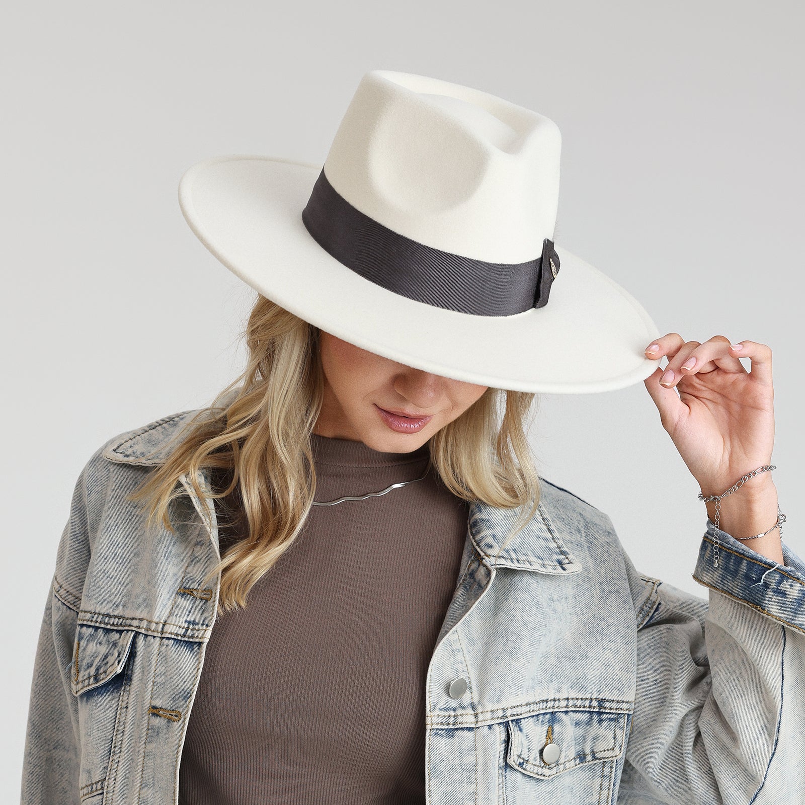 Unisex Polyester Fedora Hat with Wide Brim and UPF 50+ Sun Protection