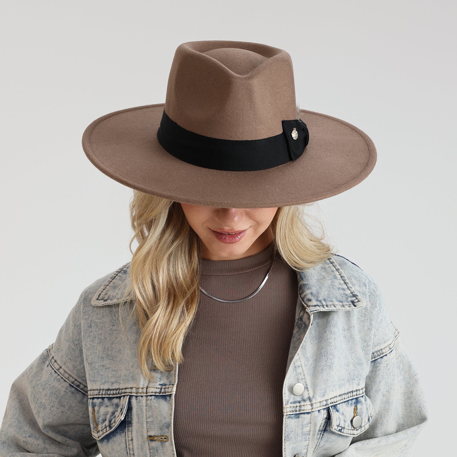 Unisex Polyester Fedora Hat with Wide Brim and UPF 50+ Sun Protection