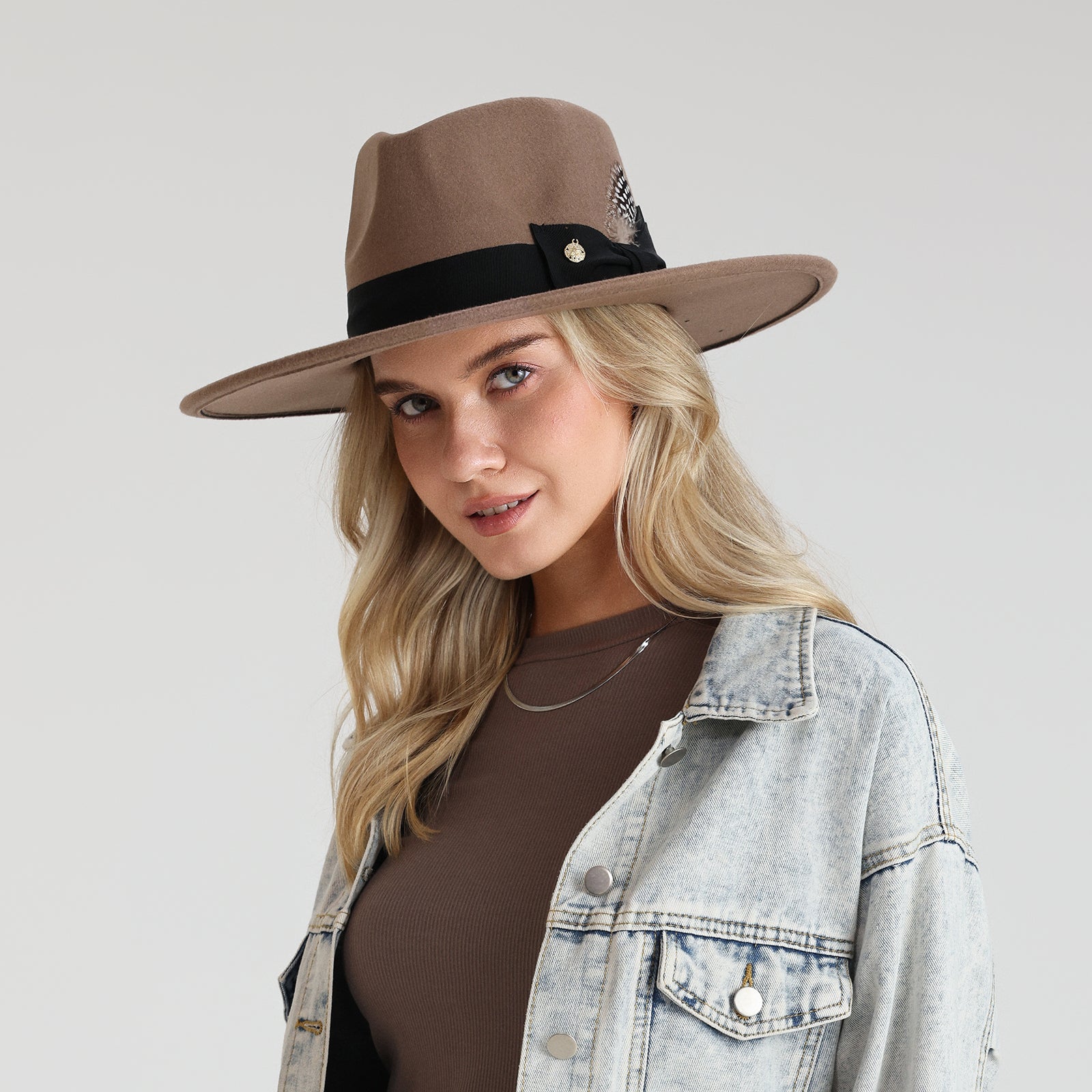 Unisex Polyester Fedora Hat with Wide Brim and UPF 50+ Sun Protection