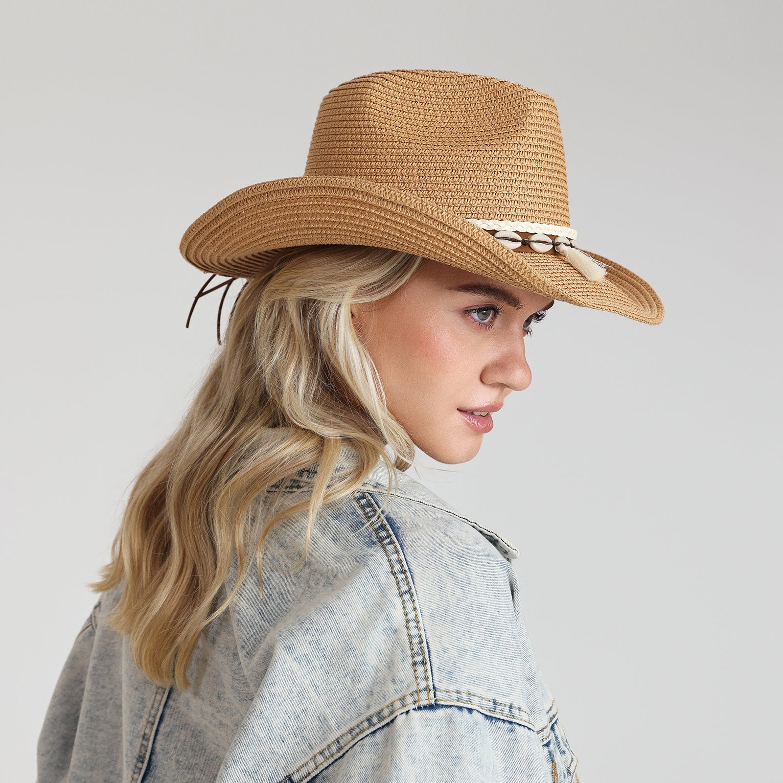 Unisex Paper Straw Fedora Hat with Wide Brim and UPF 50+ Sun Protection