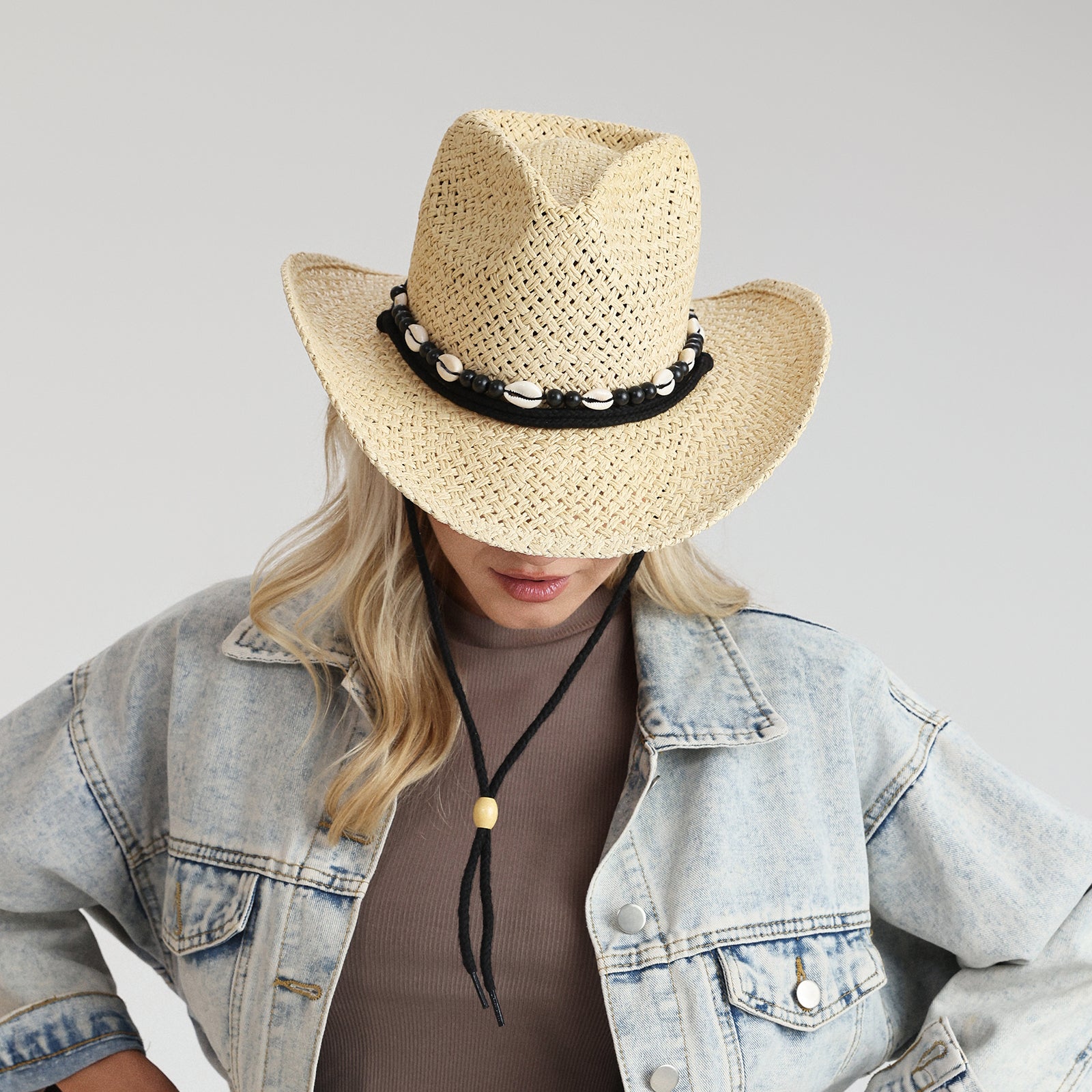 Unisex Paper Straw Fedora Hat with Wide Brim and UPF 50+ Sun Protection
