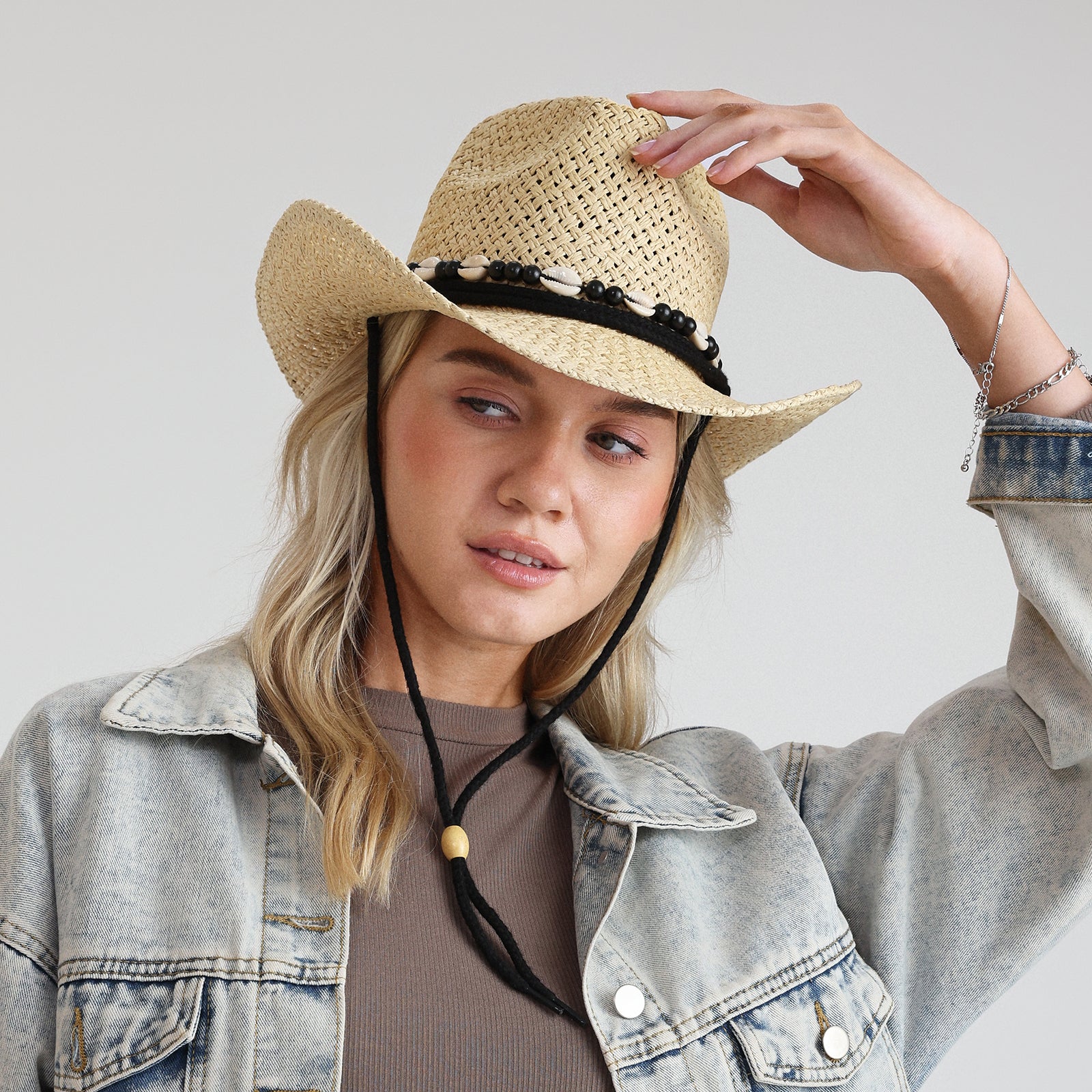 Unisex Paper Straw Fedora Hat with Wide Brim and UPF 50+ Sun Protection