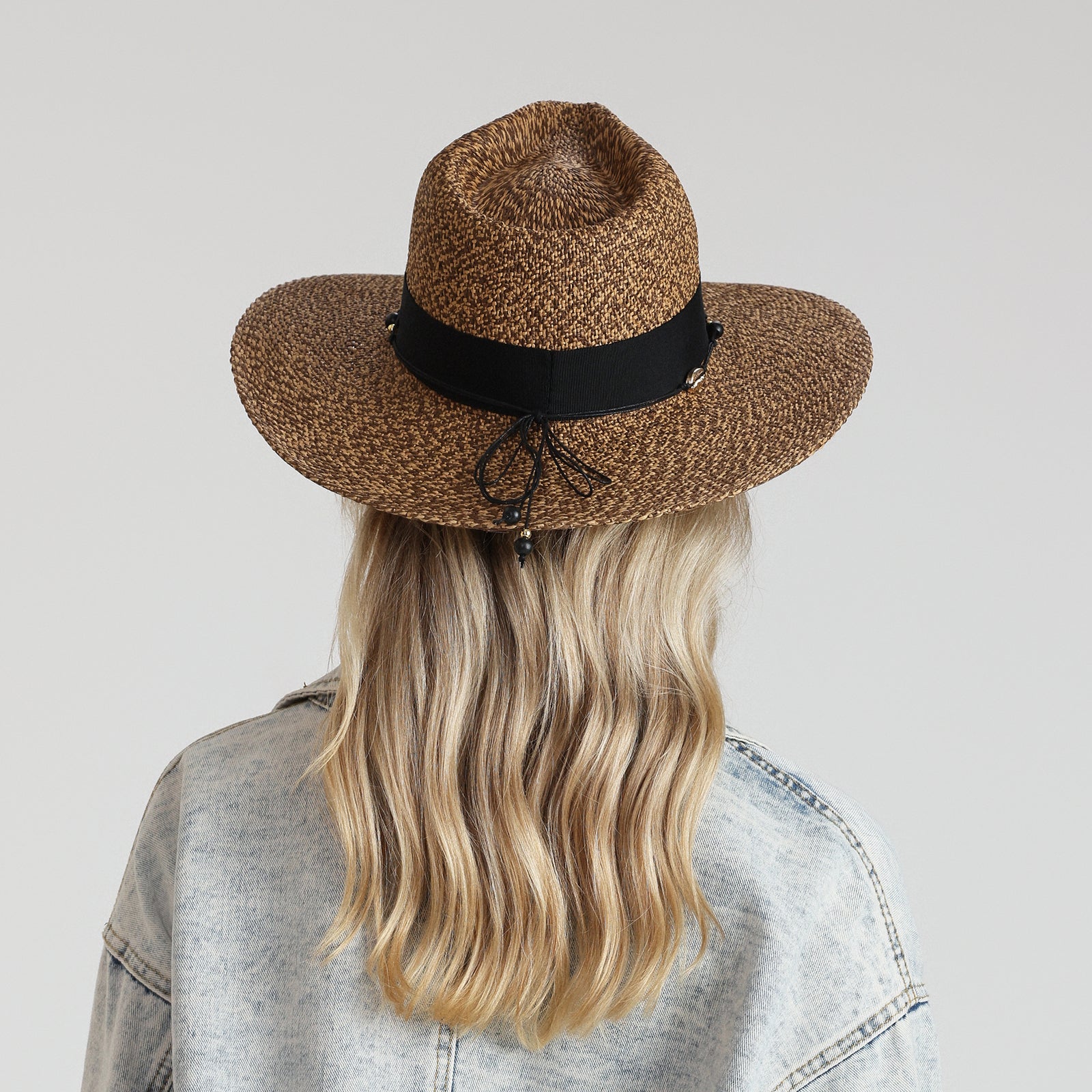 Unisex Paper Straw Fedora Hat with Wide Brim and UPF 50+ Sun Protection