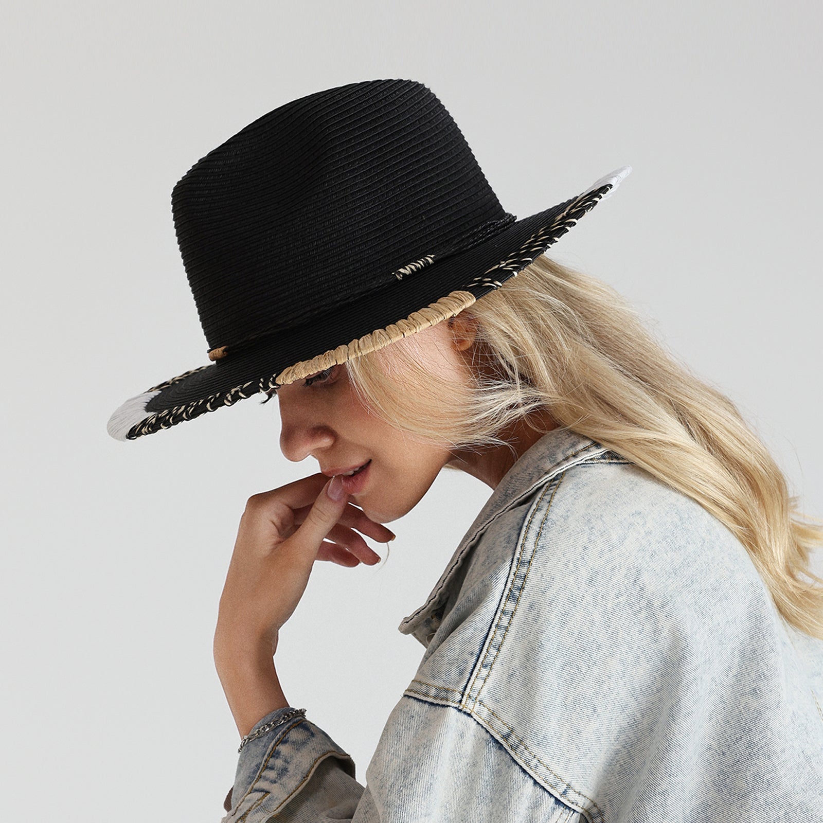 Unisex Paper Straw Fedora Hat with Wide Brim and UPF 50+ Sun Protection