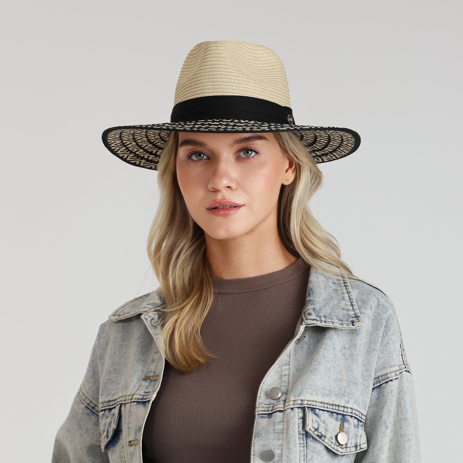 Unisex Paper Straw Fedora Hat with Wide Brim and UPF 50+ Sun Protection